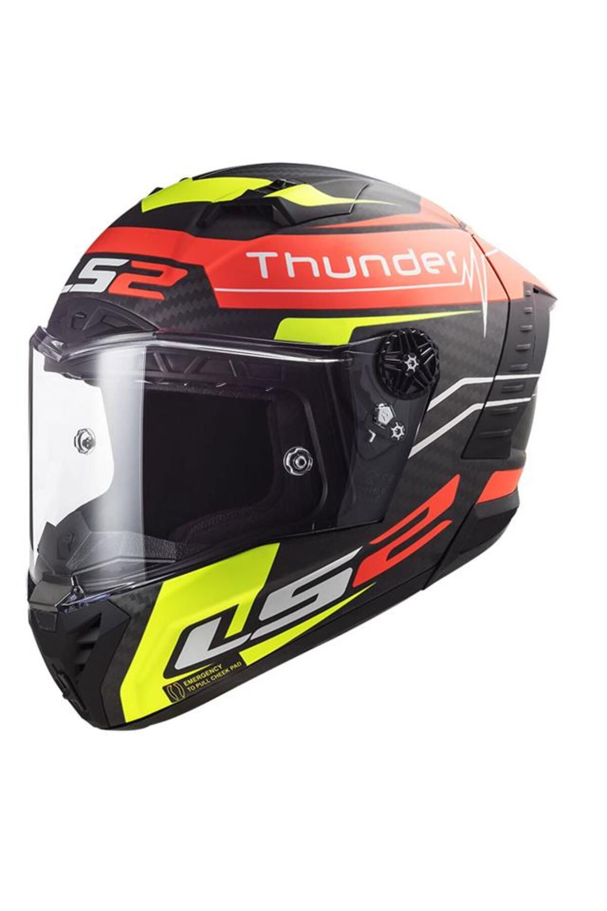 LS2 Thunder Karbon Attack Kapalı Kask Mat Kırmızı-neon Sarı