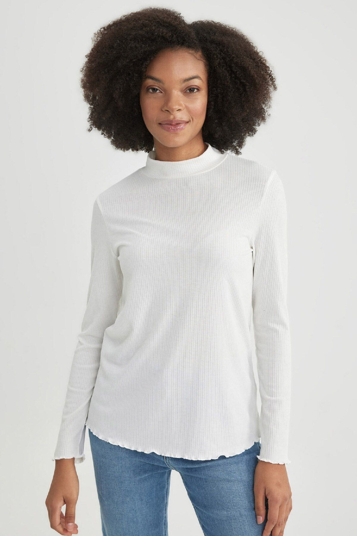 Defacto Regular Fit Basic Düz Ribana Uzun Kollu Hamile Üst C1025ax23wn