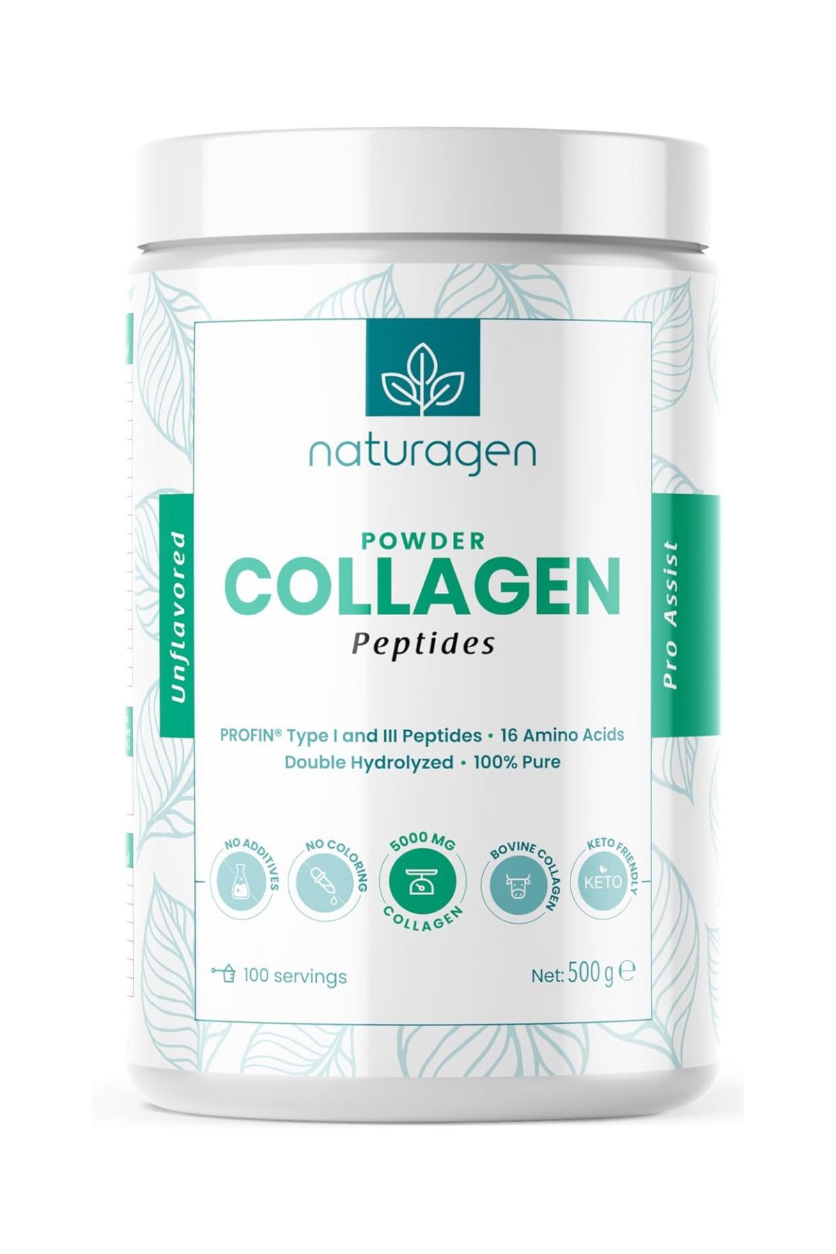 Naturagen %100 Saf ve Doğal Hidrolize Kolajen Tip I-III Collagen Hydrolyzed Collagen 500g