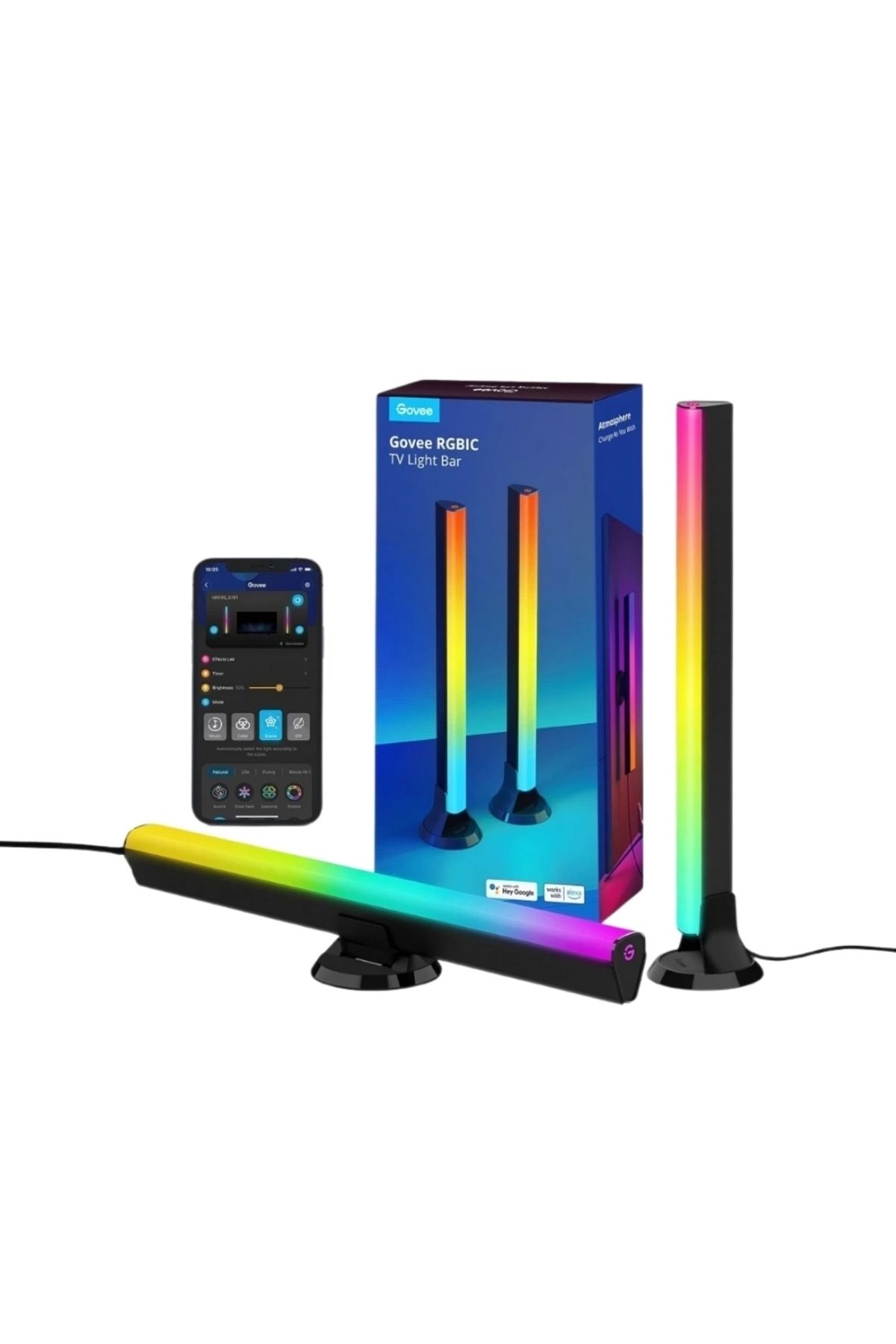 Govee Rgbıc H6046311 Flow Plus Dikey Tv-monitör Yanı Aydınlatma, Alexa, Google Asst. Wifi Bt 2'li