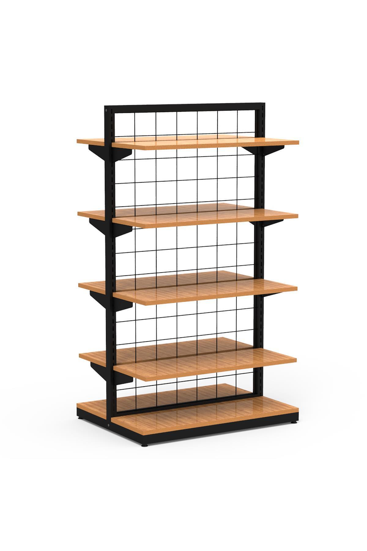 relaxstand 80X60 Çift Taraflı Metal Siyah Stand Bambu Raflı