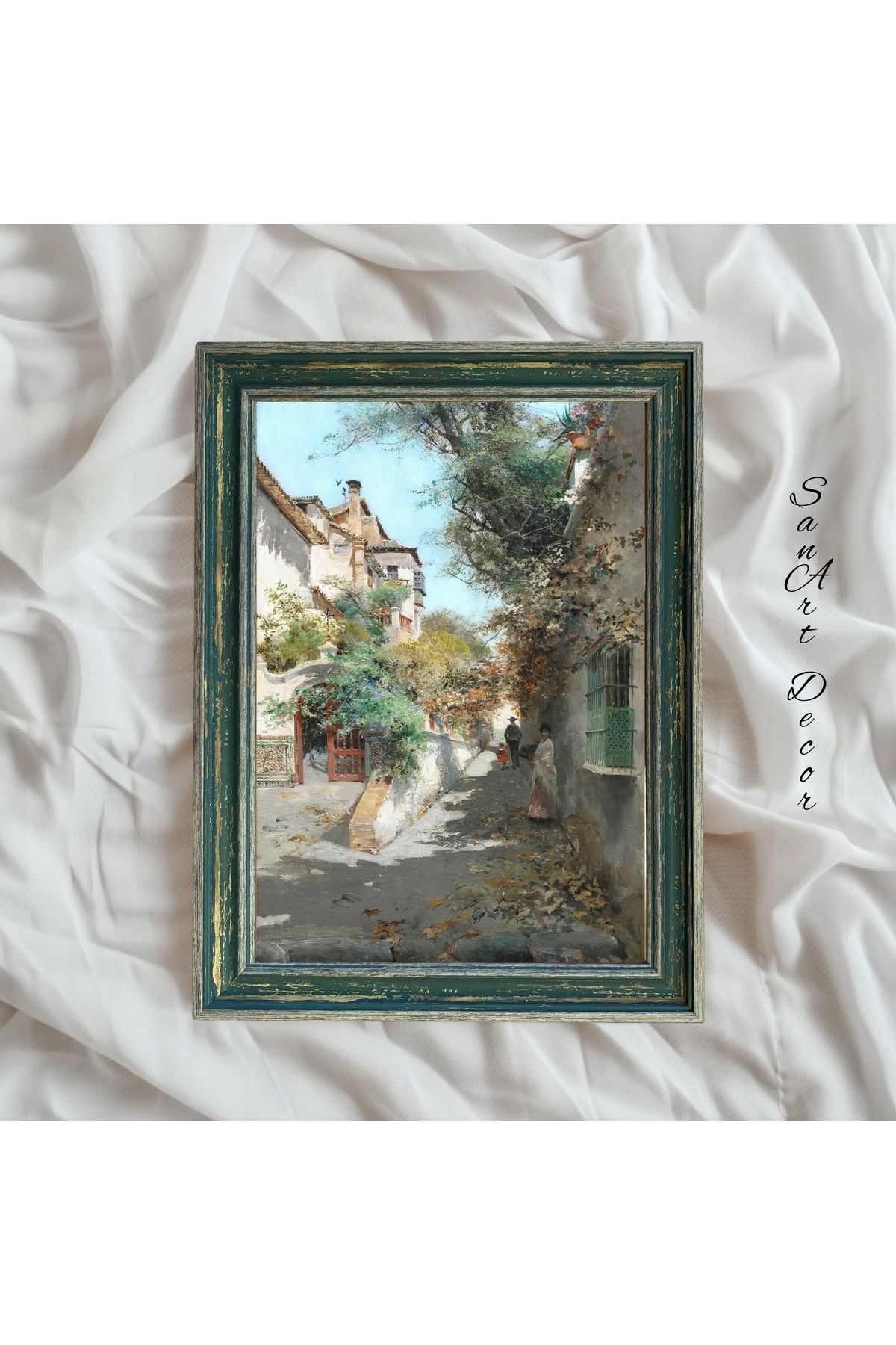 Sanart Çerçeveli Vintage Tablo, Yağlı Boya Tablosu, Çerçeveli Tablo, Sanatsal Dekor, Manzara Tablosu
