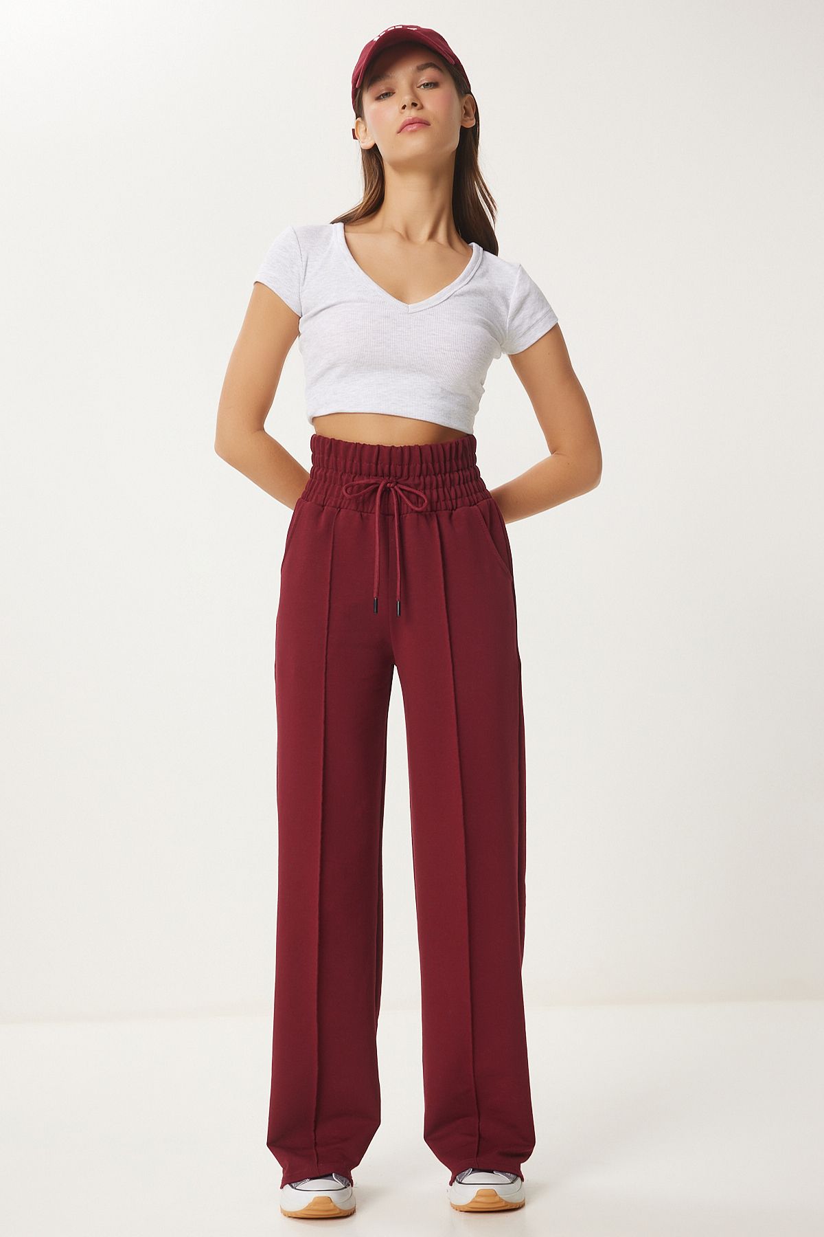 Lovelyİstanbul Cepli Basic Örme Eşofman Altı BORDO LXR0003