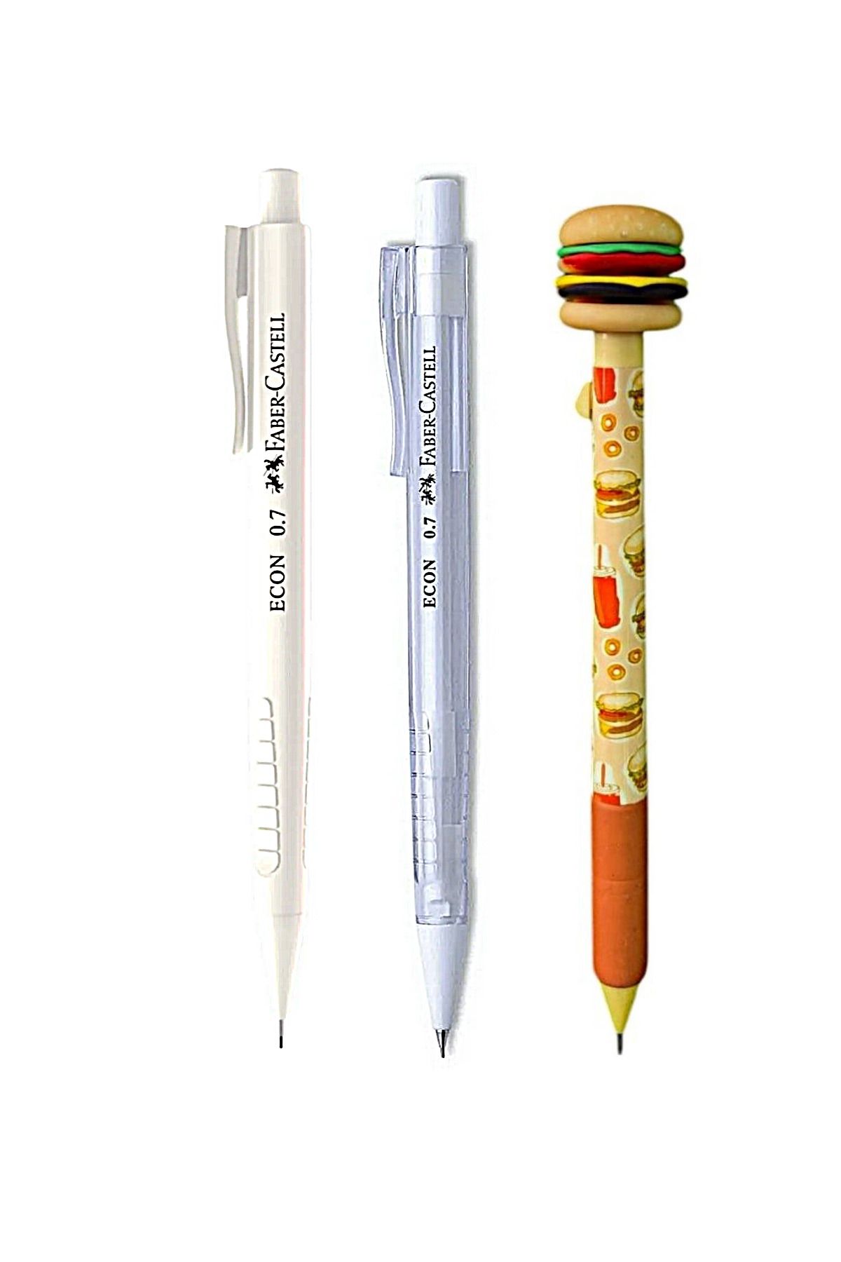 Faber Castell 2 Adet Econ + 1 adet Mikro Fast Food 3LÜ Kalem Seti Versatil 0.7