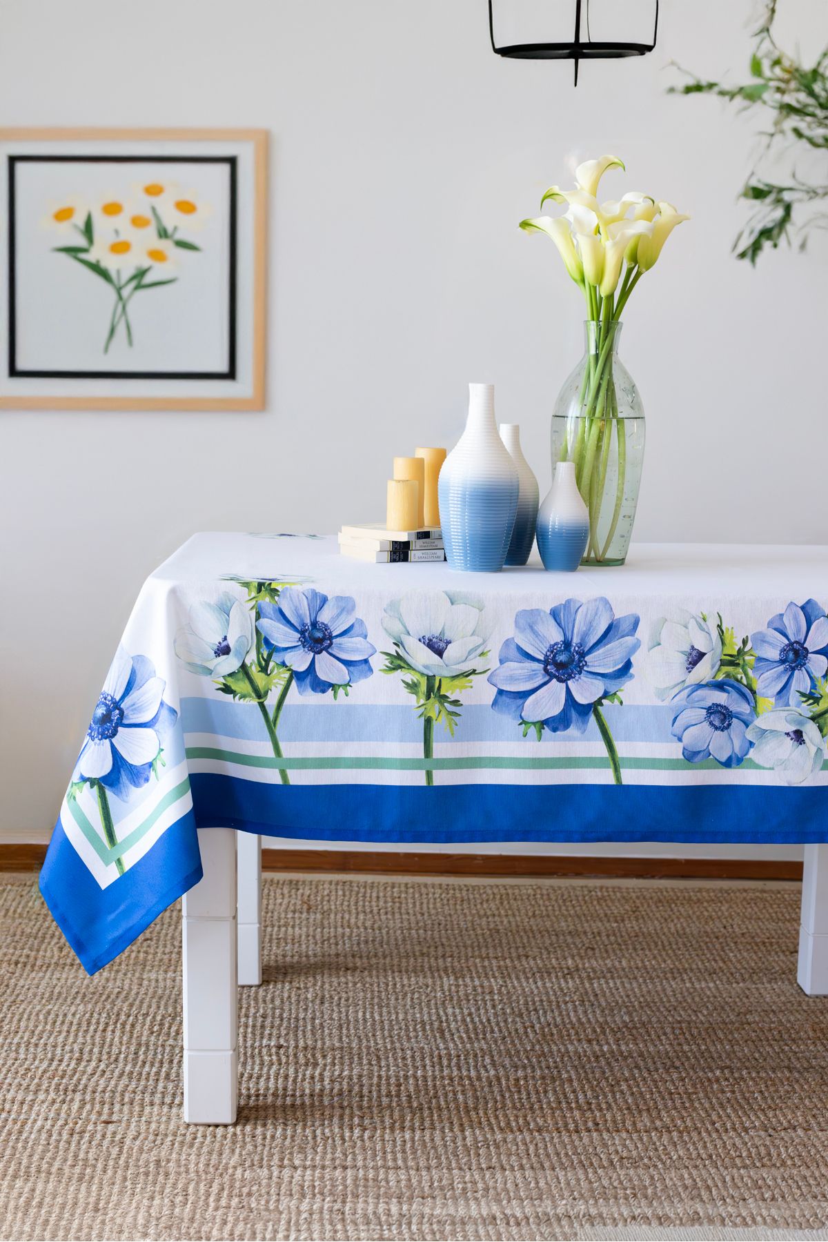 Marielouhome Pamuklu Su Geçirmez Azure Masa Örtüsü 140x180