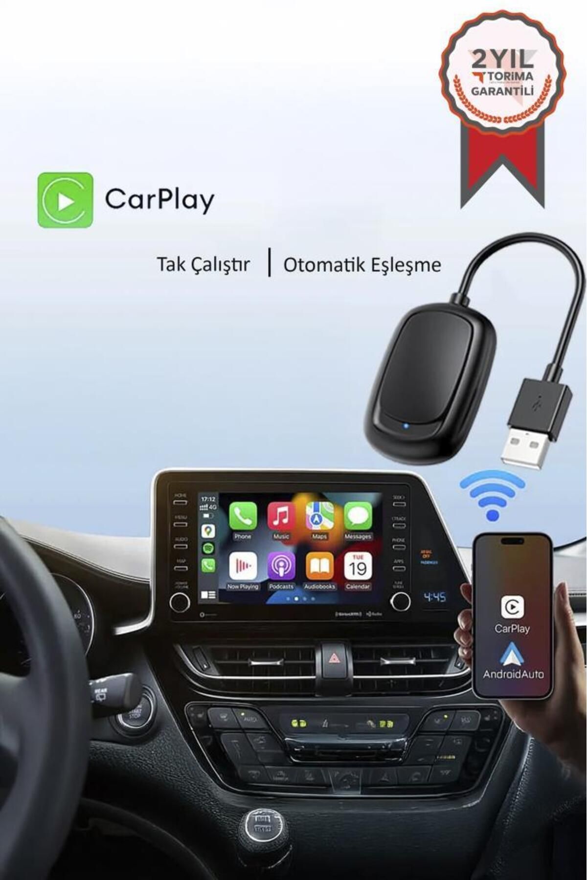 Torima TORİMA X8 Mini Kablosuz Carplay Usb ve Type-c Uyumlu Araç Multimedya Dönüştürücü Adaptörü