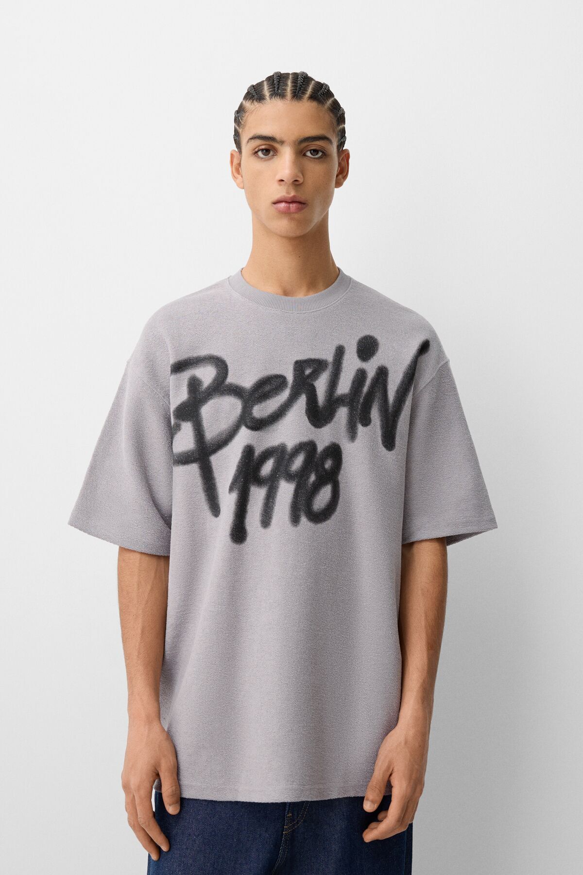 Bershka Kısa kollu desenli pamuklu t-shirt