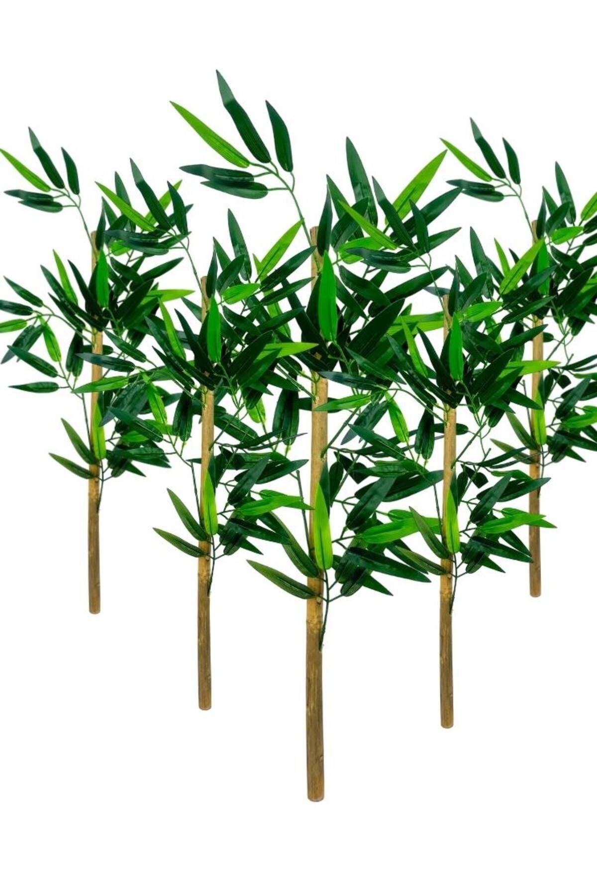 Nettenevime 5li Set Yapay Bambu Sopası 8 Yapraklı 70cm Yapay Çiçek Bambu Duvarı Separatör Çiçeği Yapay Çiçek
