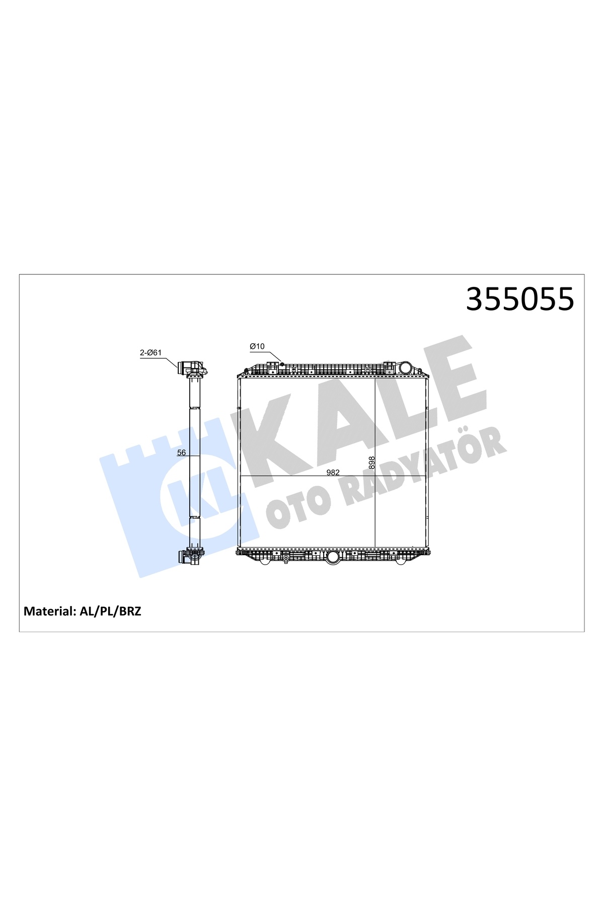 OTO Radyatör 355055 Radyatör Al/Brz Mercedesactros Mp4-Antos Mt Çerçevesiz