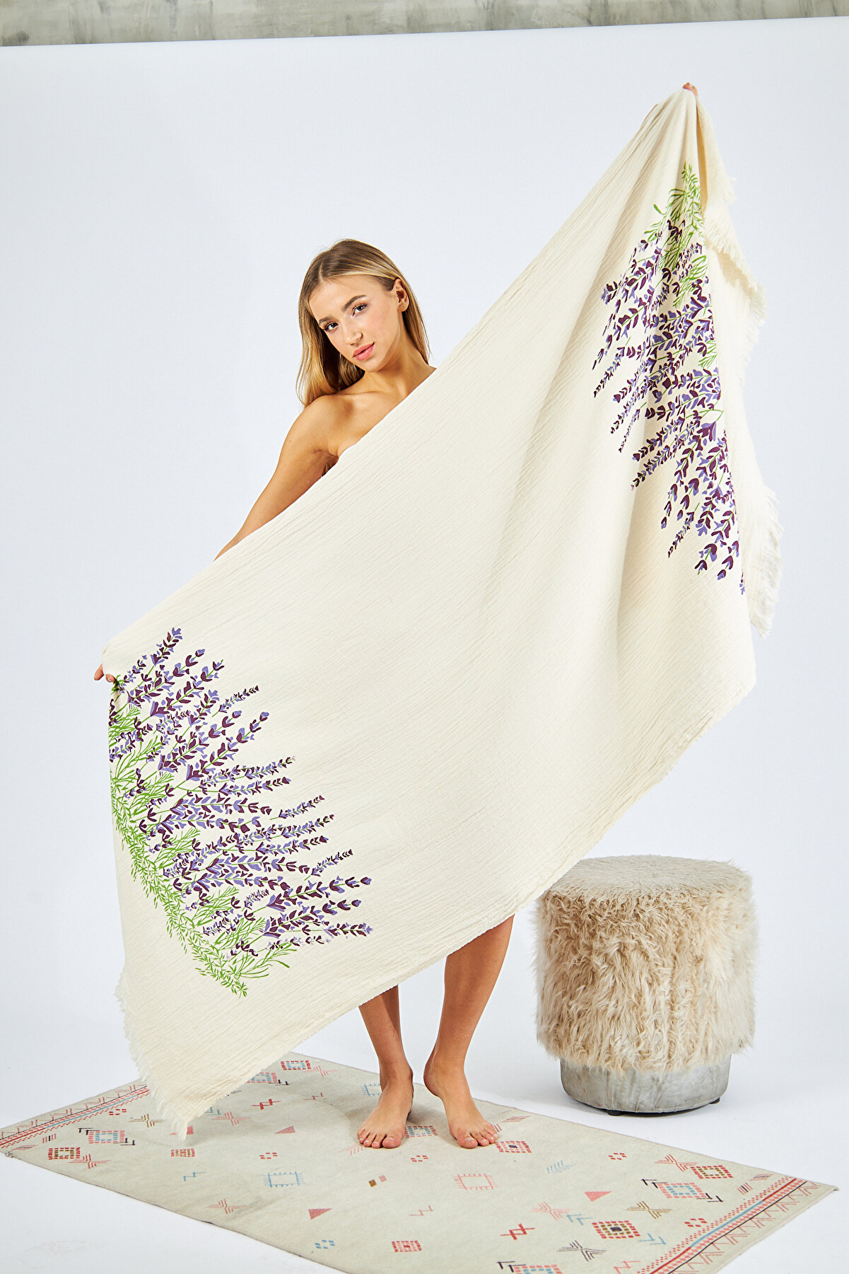 SEMTEKSTİL MÜSLİN DESENLİ 90x180 Peştamal Havlu - Battal Boy