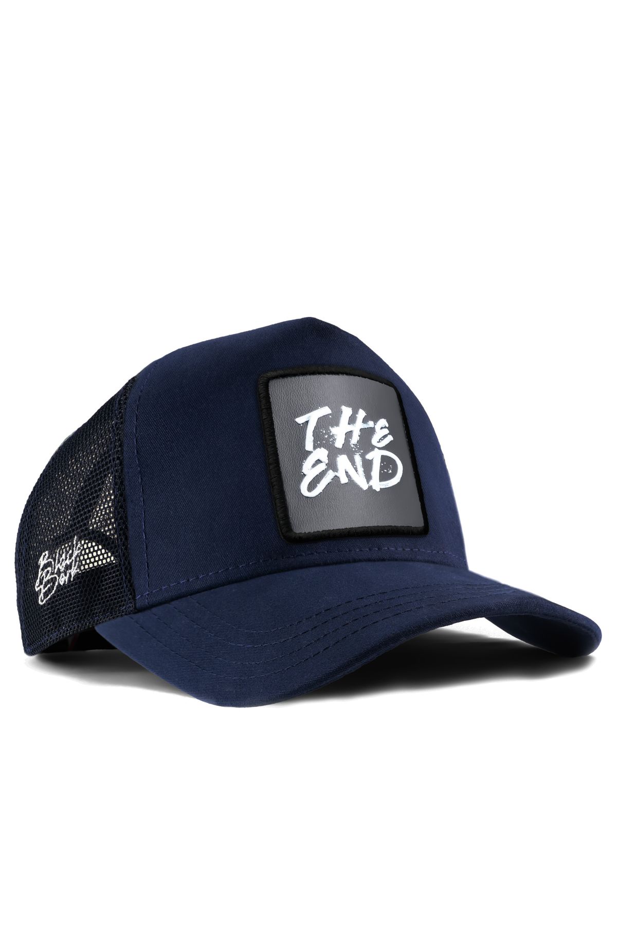 BlackBörk V1 The End Logolu Koyu Mavi Trucker Şapka
