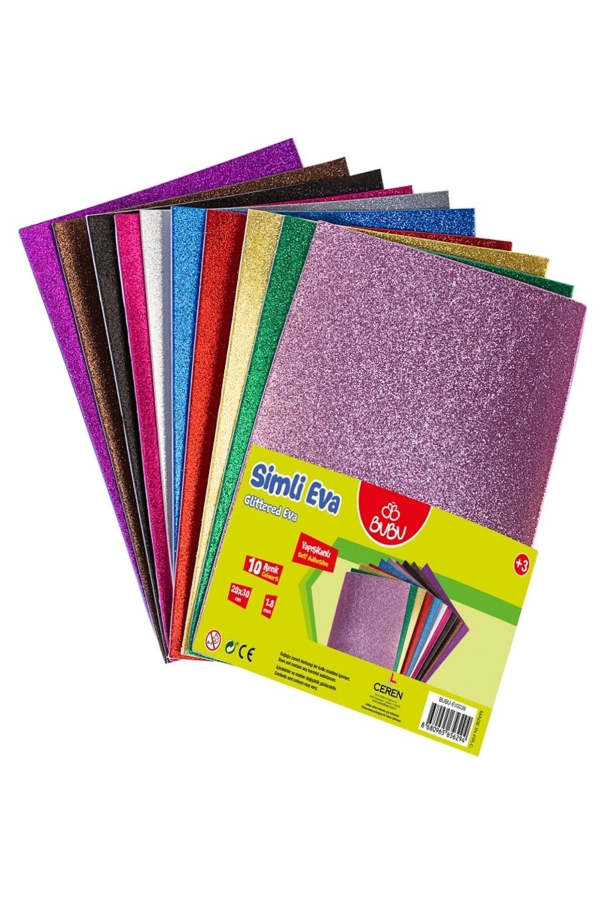 Bubu Bu-bu Eva 20x30 Simli Yapışkanlı 1,8mm 10 Renk Ev0038 5 Adet