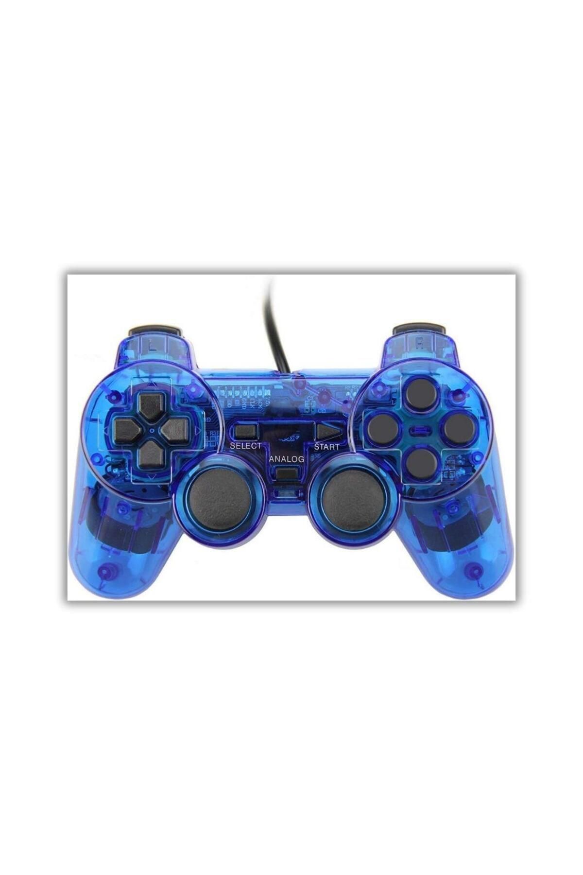 cosmostech Ps2 Controller Oyun Kolu , Titreşimli Gamepad Joystick Mavi