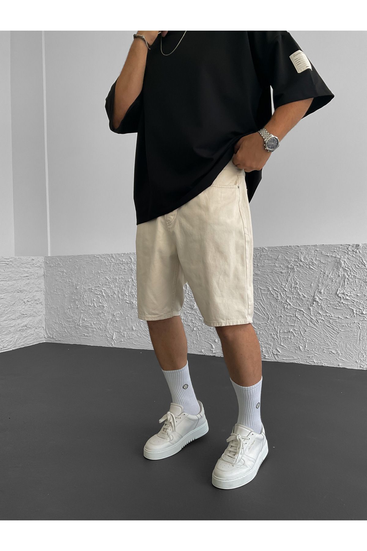 BYBASICMAN Bej Basic Kot Şort KE-500