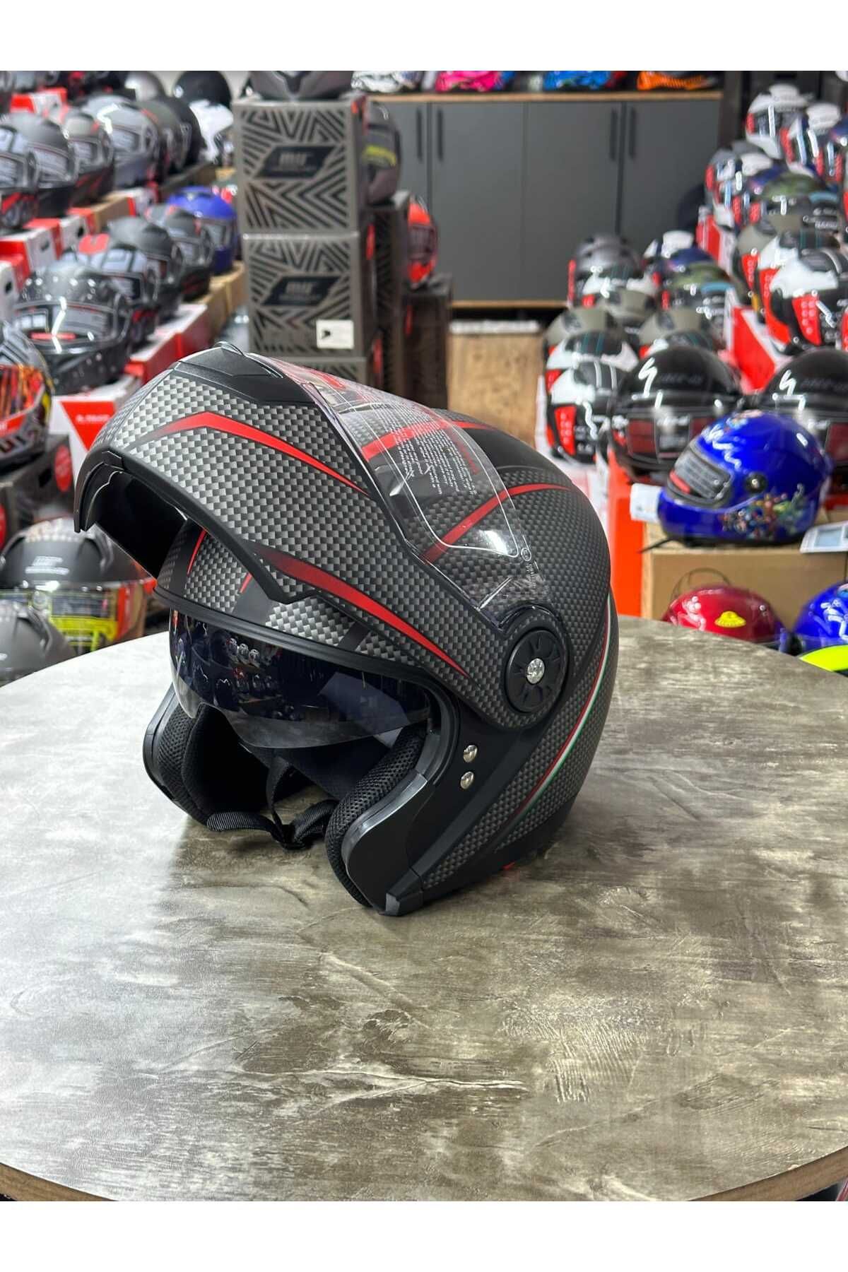 Jiekai JİEKAİ HELMENTS ÇENE AÇILIR JK902 KASK BLACK-RED-WHİTE