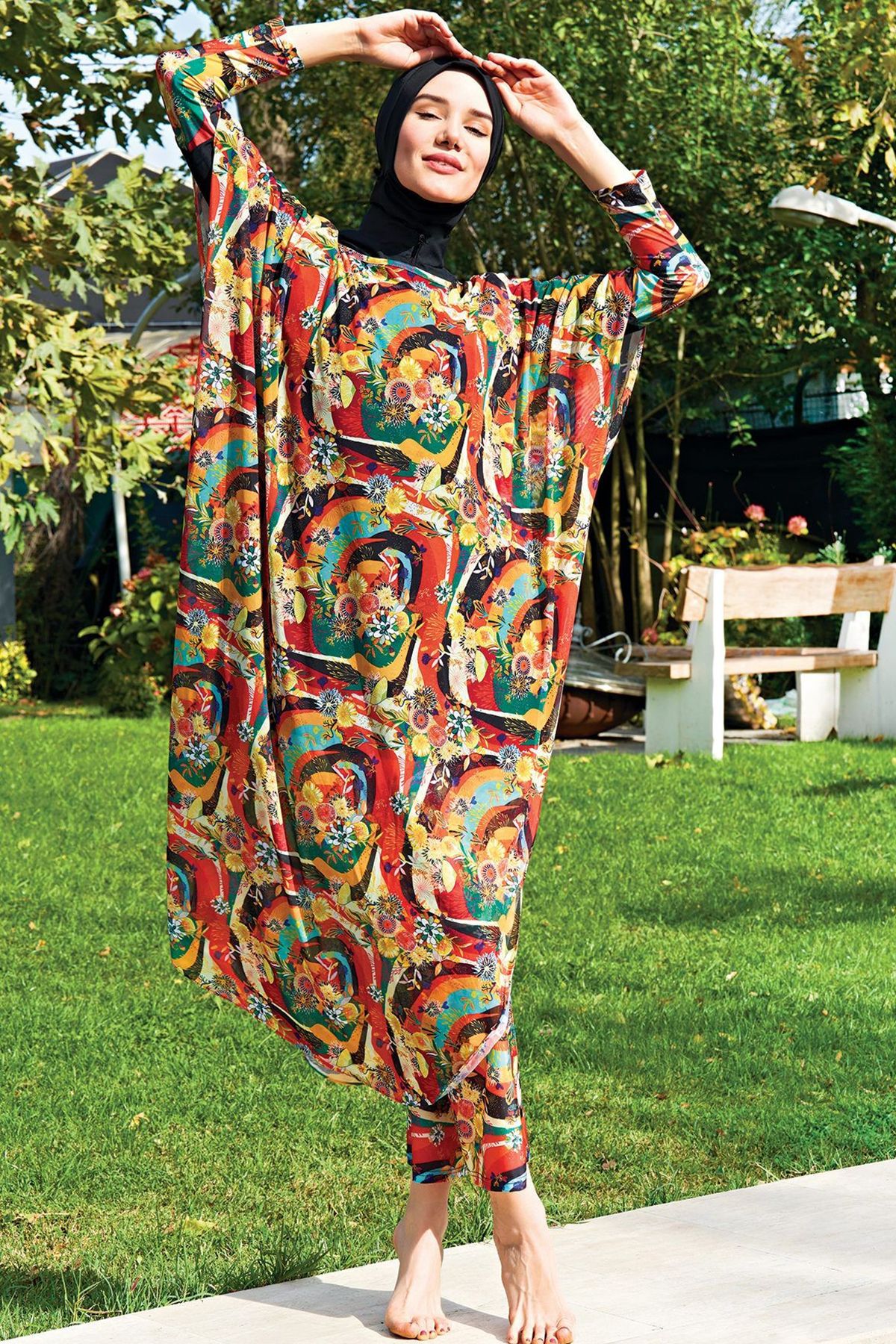 Remsa Mayo Tesettür Mayo Üzerine Örme Tek Kaftan Pareo 2417-2P