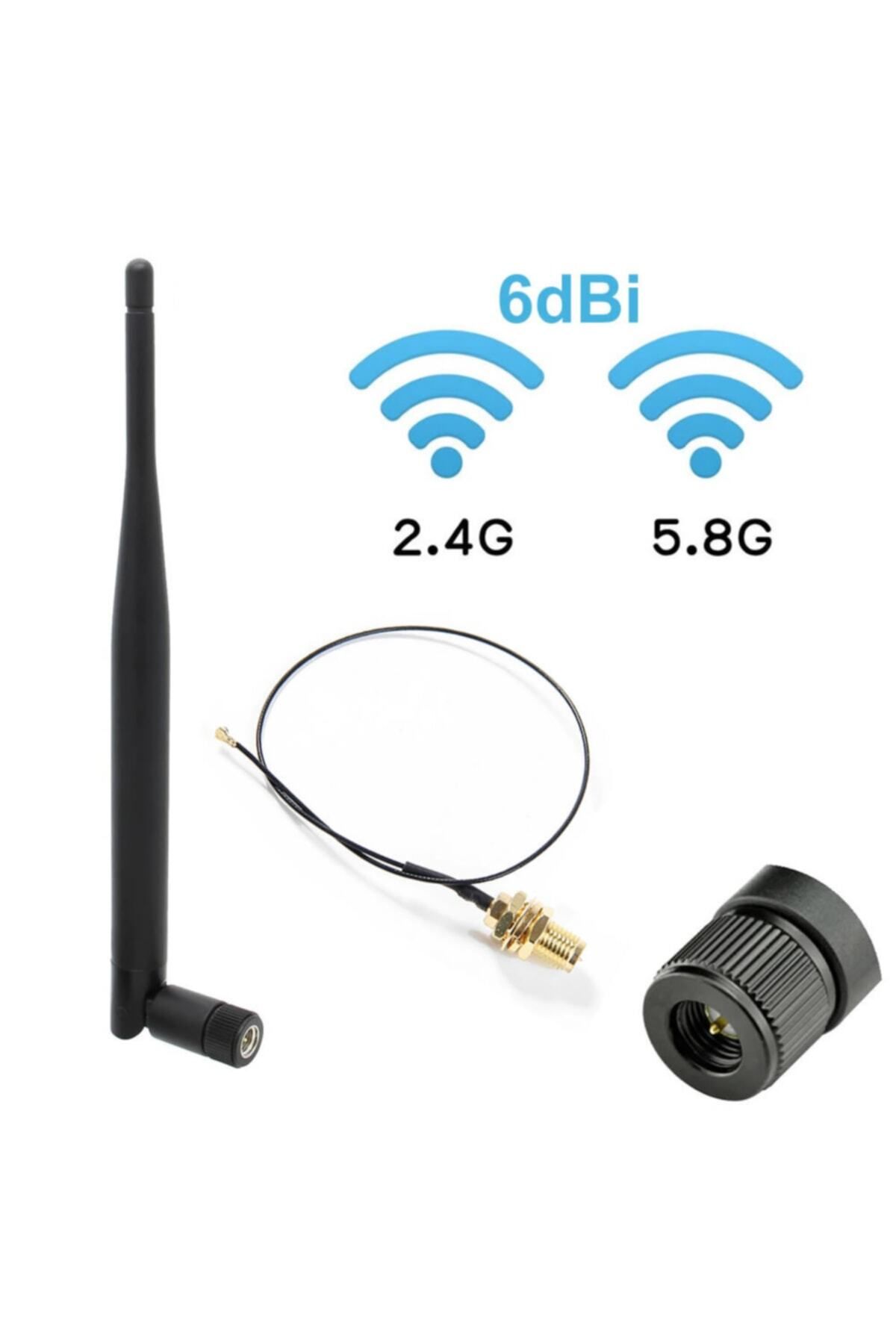 Genel Markalar 6dbi Sma Erkek Anten 35cm Ipex Kablo Ufl Soket Dual Band 2.4ghz