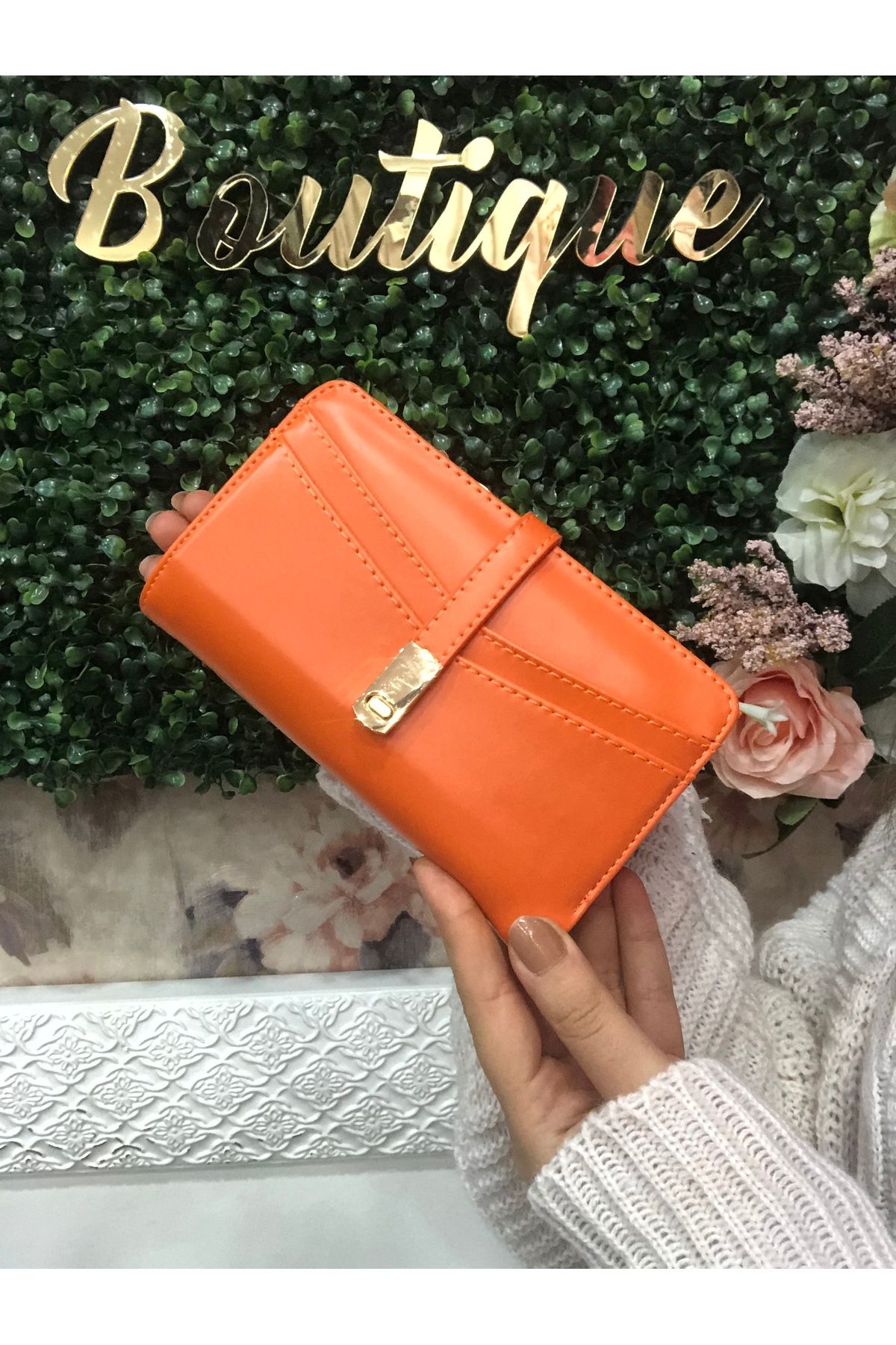 Baykuş Boutique Turuncu Kadın Cüzdan Kartlık Kağıt ve Bozuk Para Bölmeli Aksesuar
