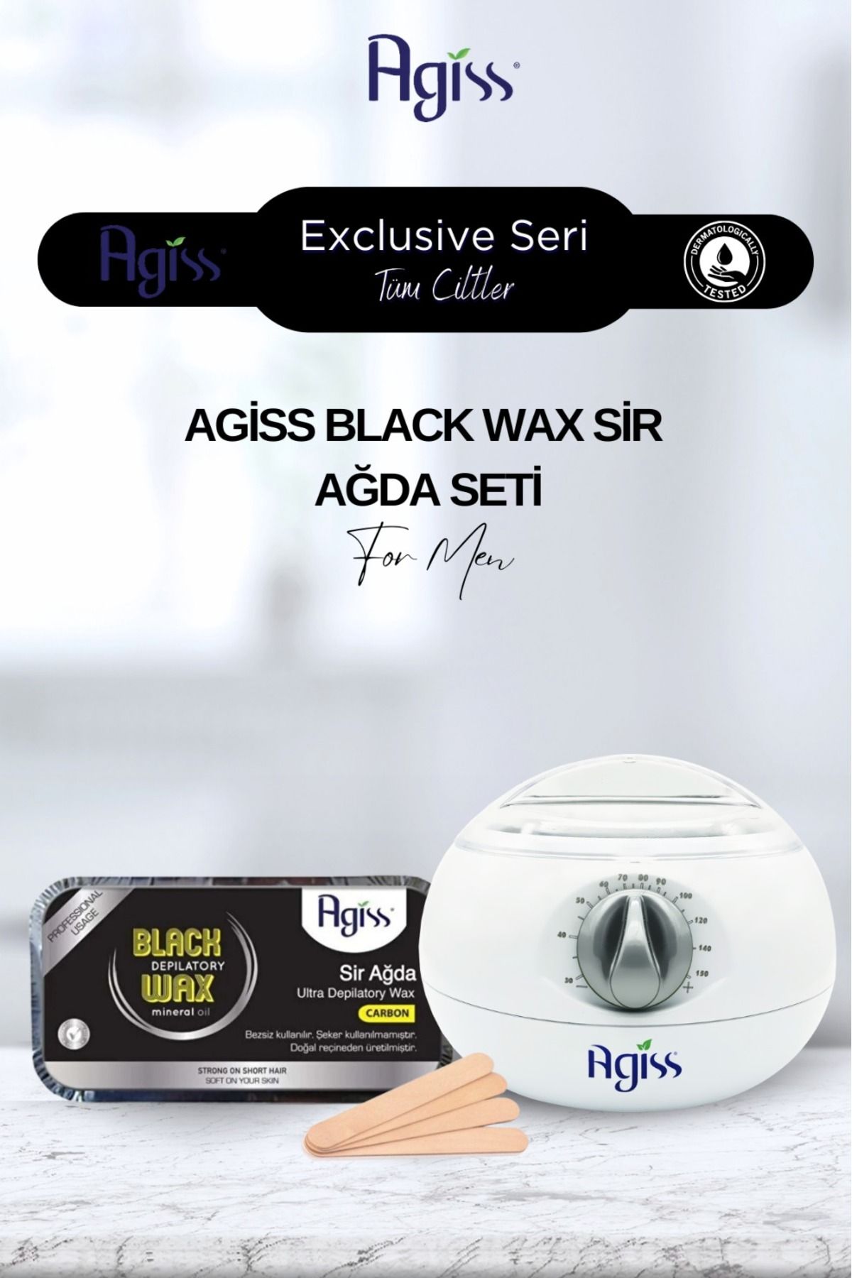 AGISS Exclusive Seri Erkeklere Özel Tüm Cilt Tipleri Için Soyulabilir Kalıp Sir Ağda Seti