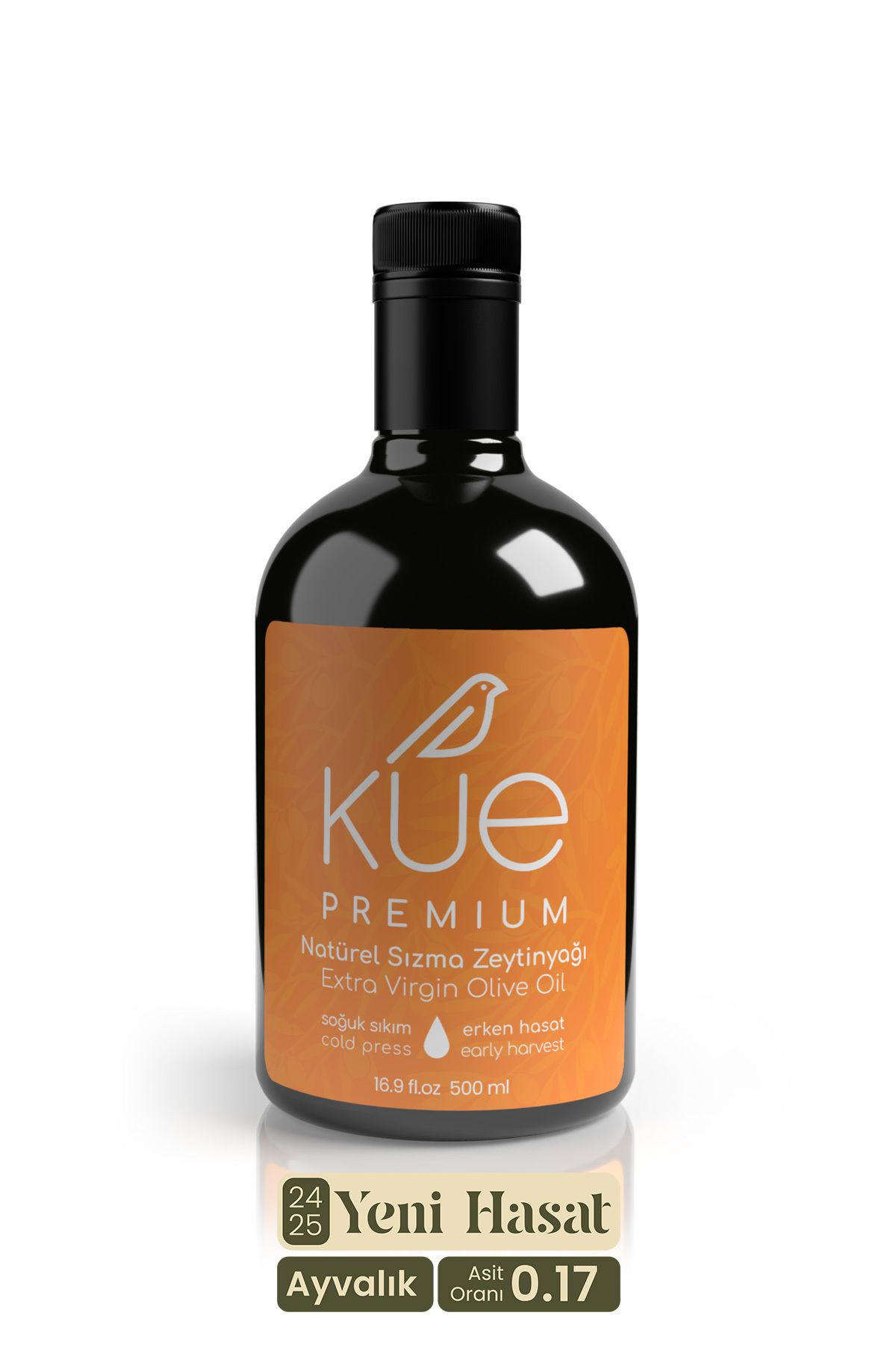 KUE OLIVE OIL Kue Premium Ödüllü Seri Erken Hasat Soğuk Sıkım Natürel Sızma Zeytinyağı 500 ml