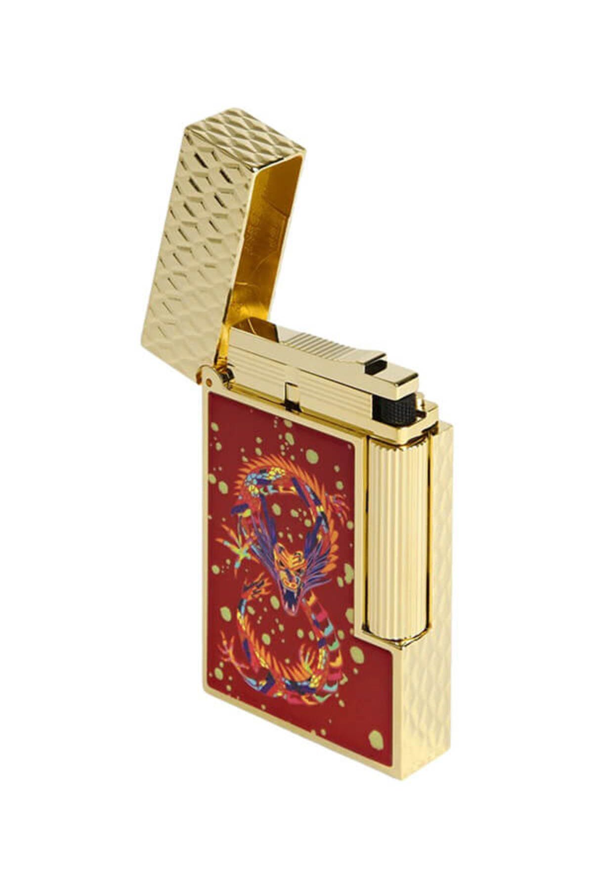 S.T. Dupont Ligne 2 Burgundy - Golden Year Of The Dragon Perfect Ping Çakmak 16526