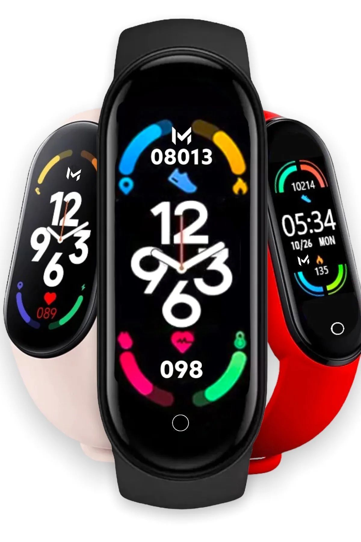 MATEO M7 Akıllı Bileklik Renkli iOS & Android Uyumlu Kalp Atış Uyku Takibi Bluetooth Bildirim 2024
