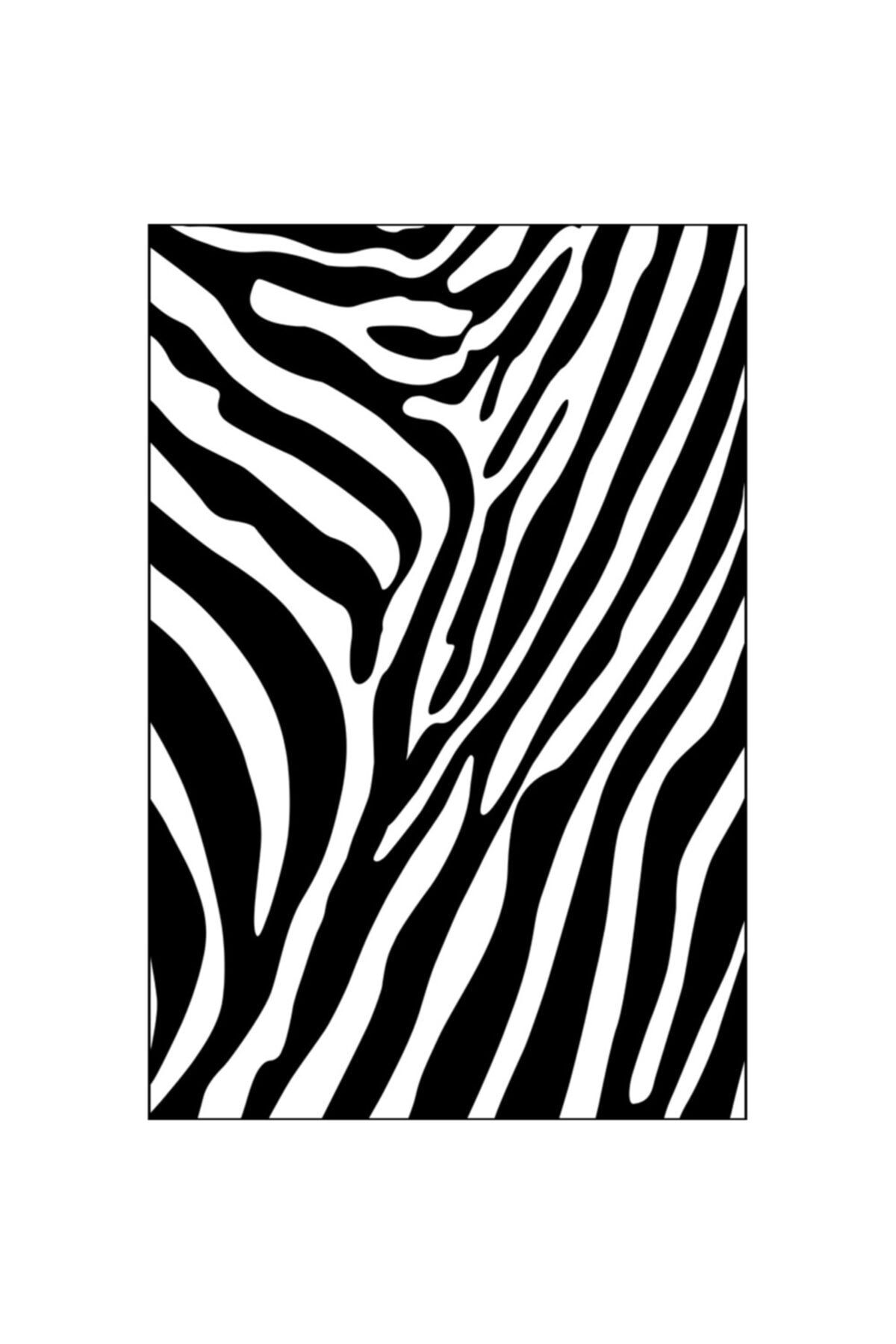 Resmiro Kaymaz Dot Taban Yıkanabilir Leke Tutmaz Zebra Desenli Salon Halısı