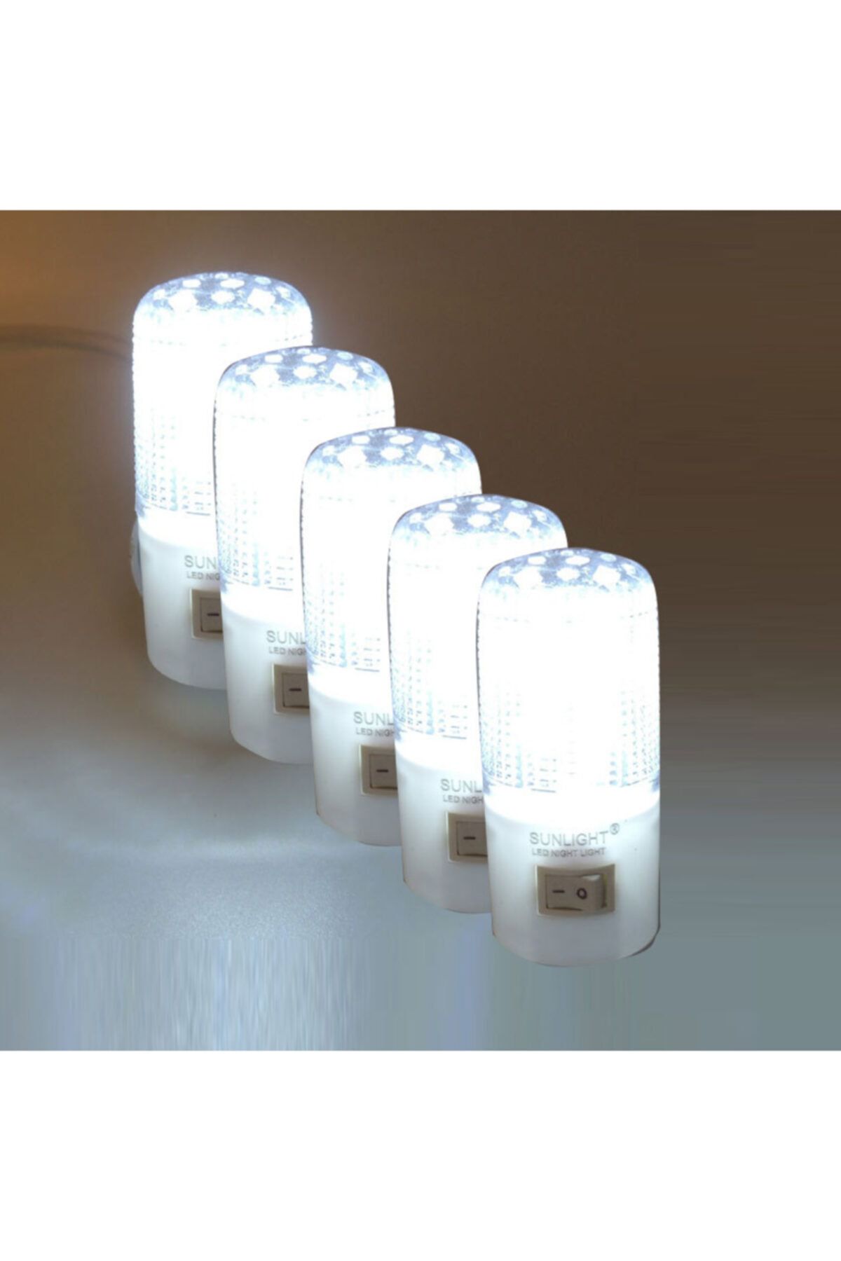 Sunlight Kısa Led Gece Lambası 0,5w Tasarruflu Işıklı Fişli Düğmeli 5 Adet Beyaz