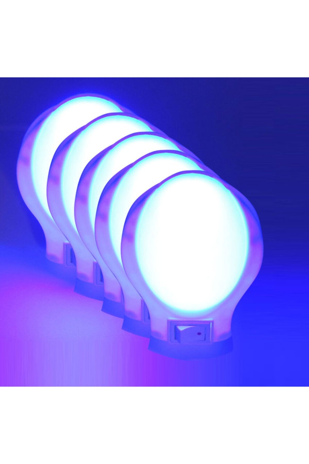 Sunlight Ufo Led Gece Lambası 0,5w Tasarruflu Işıklı Fişli Düğmeli 5 Adet Mavi