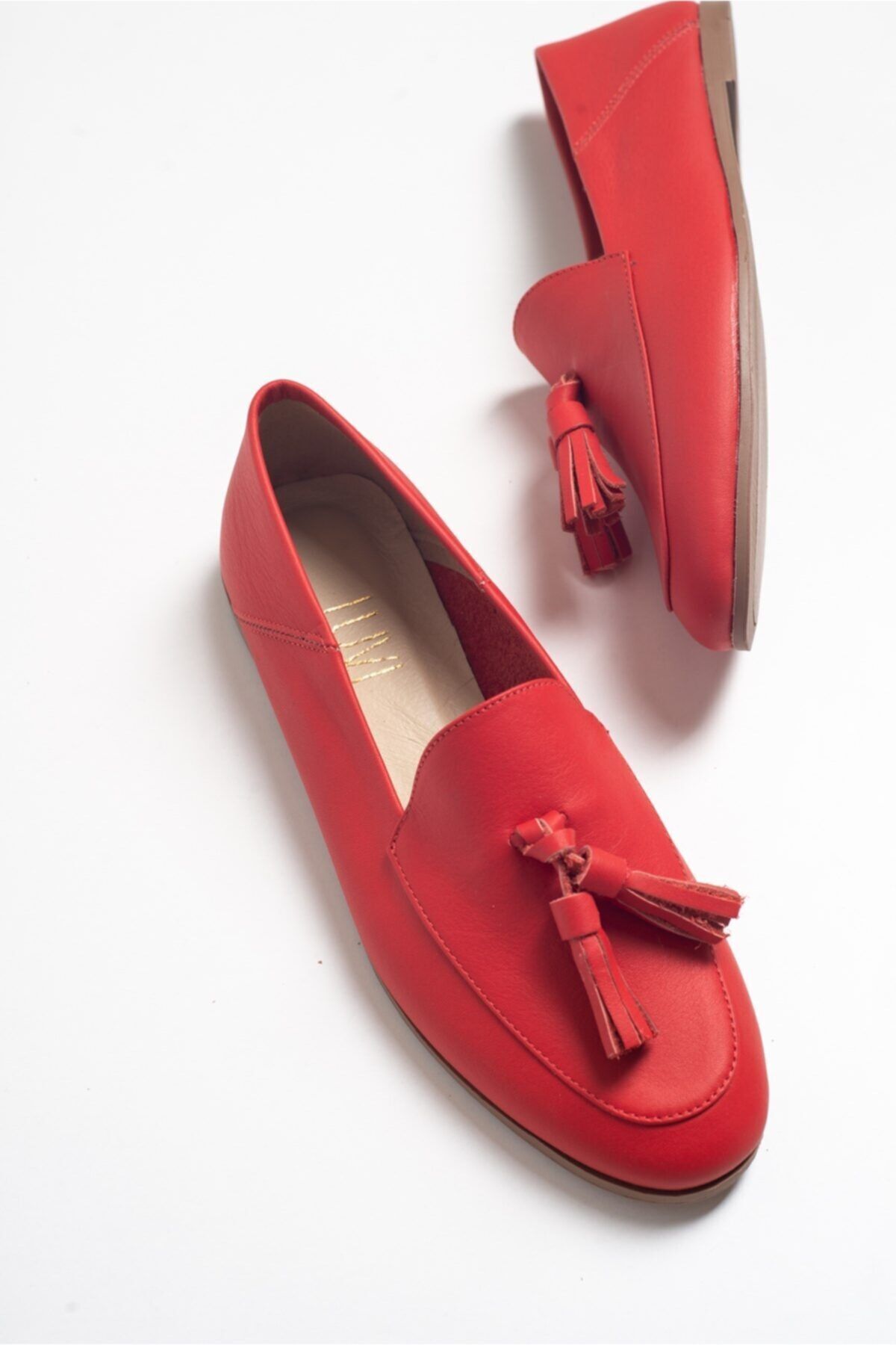 luvishoes F04 Kırmızı Cilt Hakiki Deri Ayakkabı