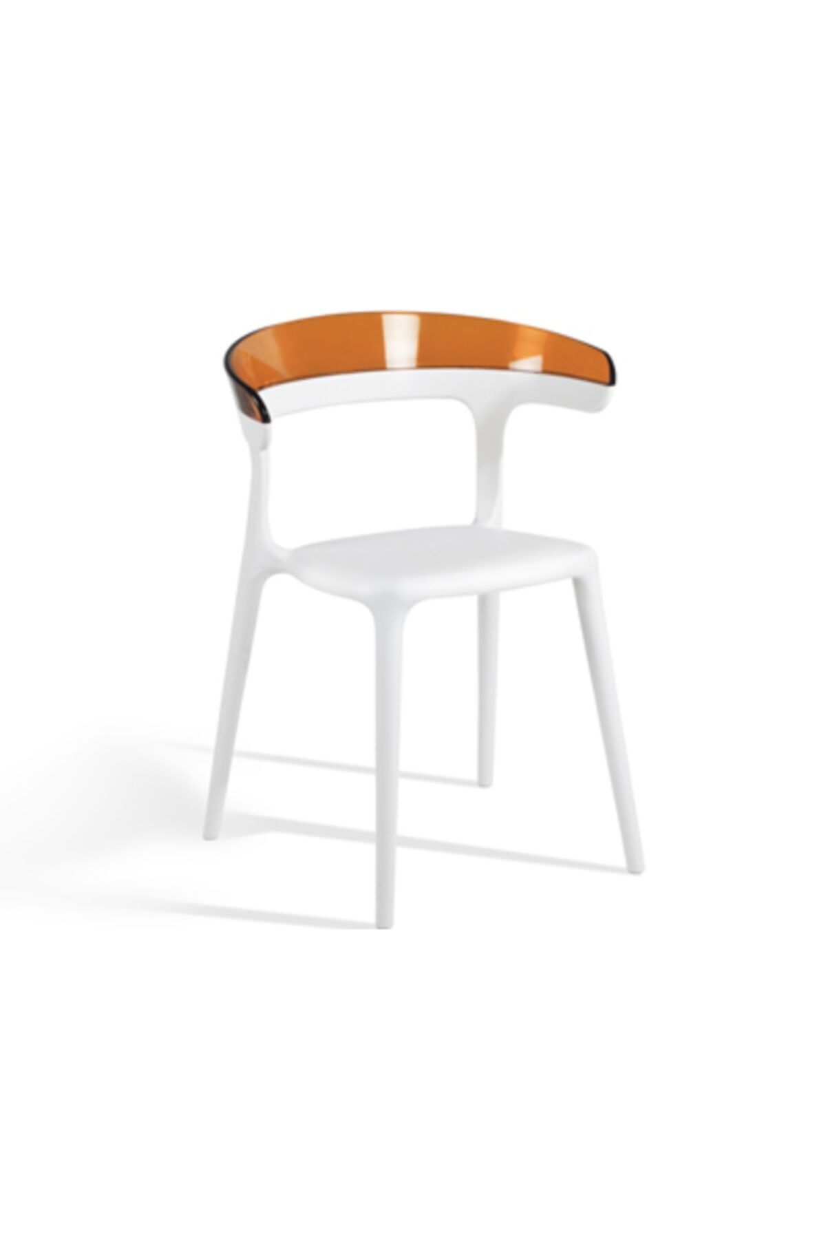 Papatya Luna Koltuk Beyaz Oturak Transparan Turuncu Sırt Mutfak Sandalyesi Kolçaklı