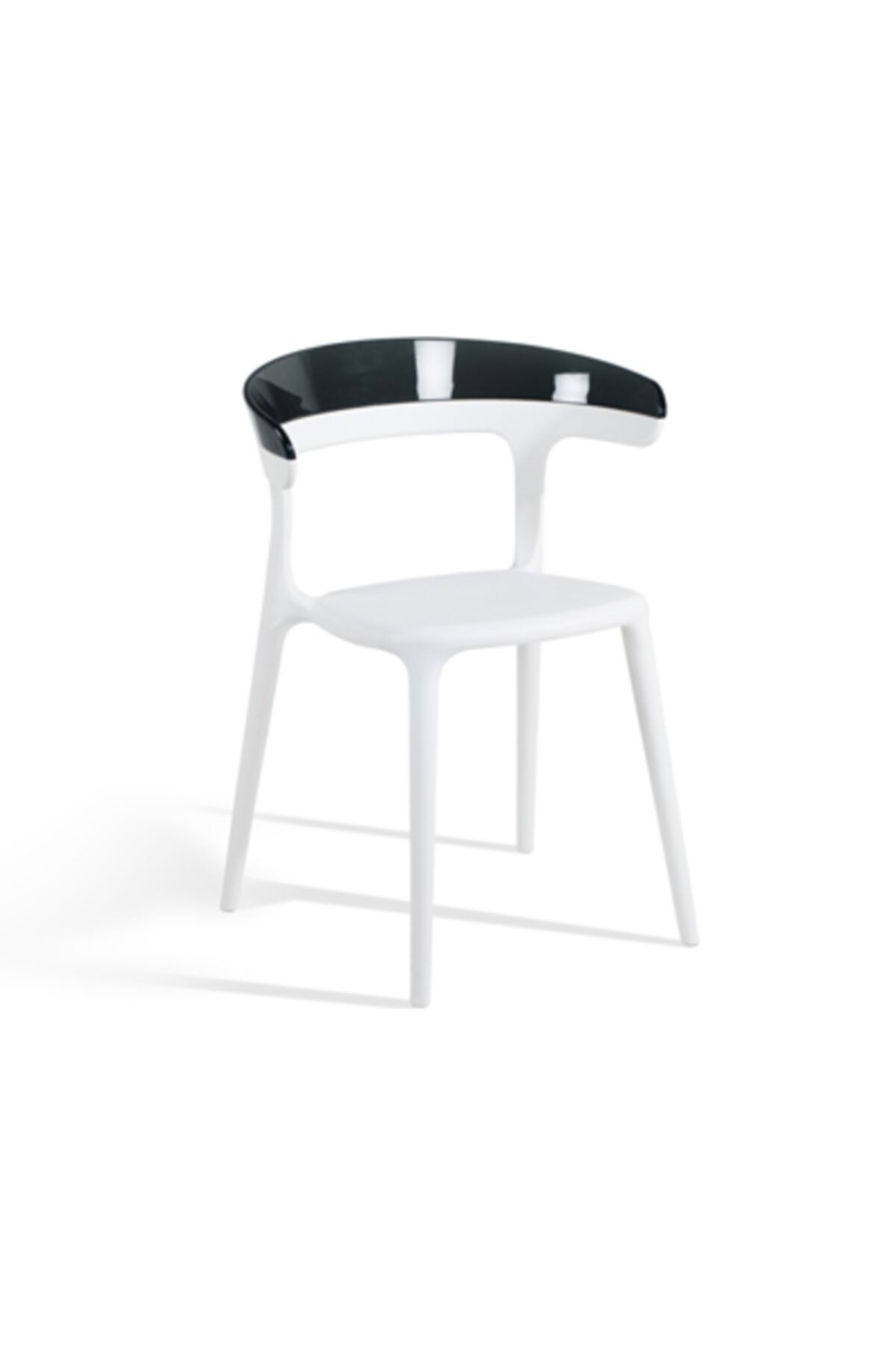 Papatya Luna Koltuk Beyaz Oturak Transparan Füme Sırt Mutfak Sandalyesi Kolçaklı