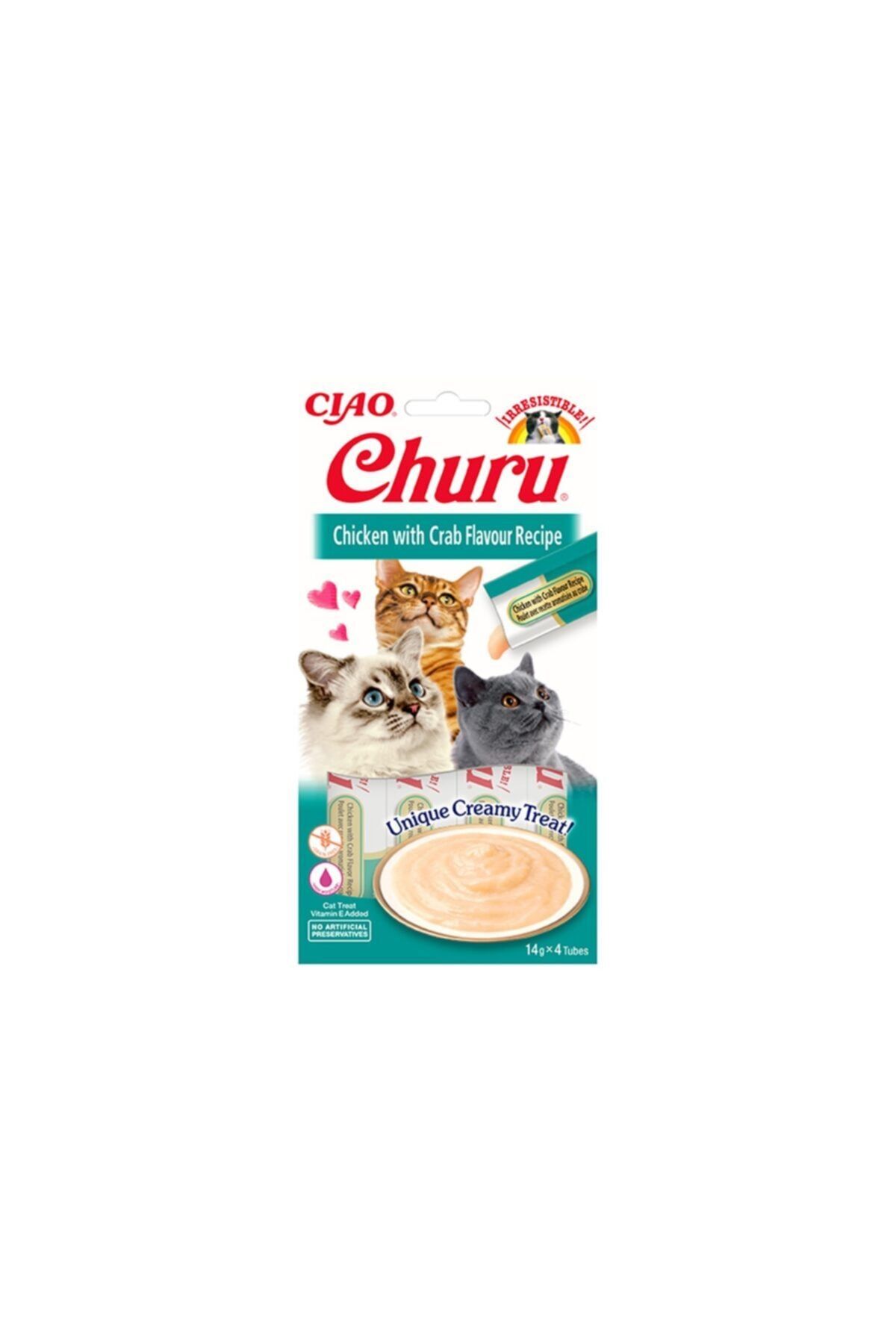 Ciao Churu Cream Tavuklu Ve Yengeçli Kedi Ödül Kreması 4 X 14 Gr