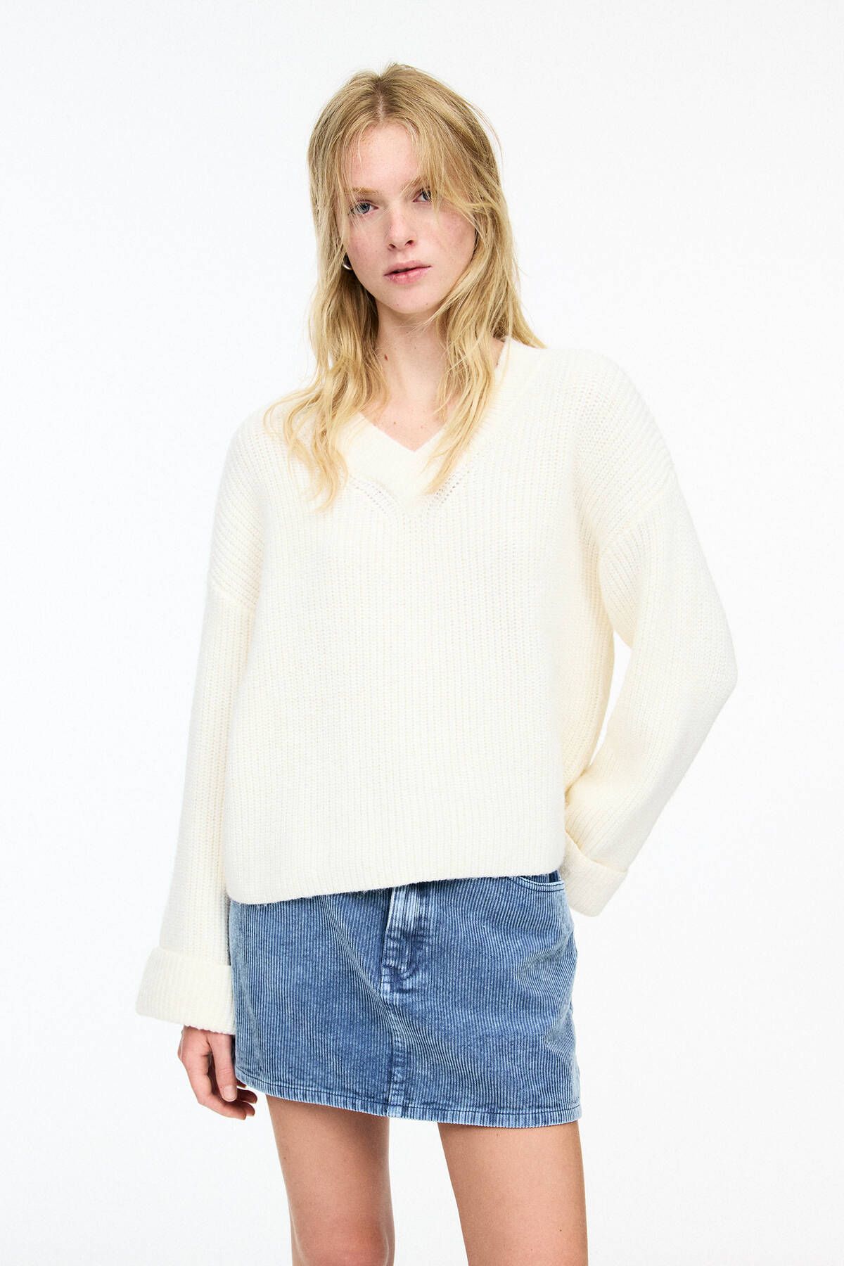 Pull & Bear Ters örgü kazak
