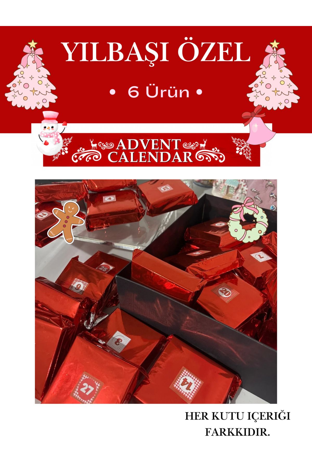 Sukugift Advent Calendar Yılbaşı Hediye Seti Yılbaşı Hediye Takvimi 6 adet