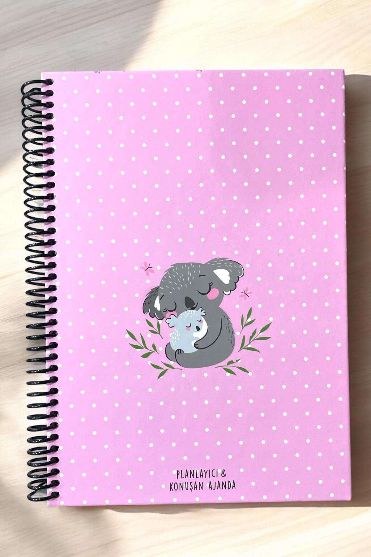 GÜZELYÜZ AVM Konuşan Ajanda 17x24 Koala Tasarımlı Sticker'lı Tarihsiz Haftalık Planlayıcı Defter To Do List