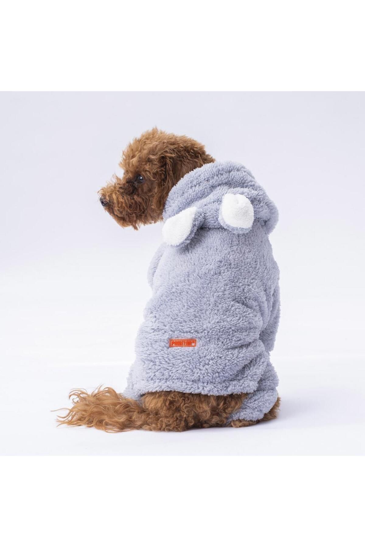Pawstar Gri Tapeti Küçük Irk Peluş Tulum Köpek Tulumu Köpek Kıyafeti Kedi Kıyafeti