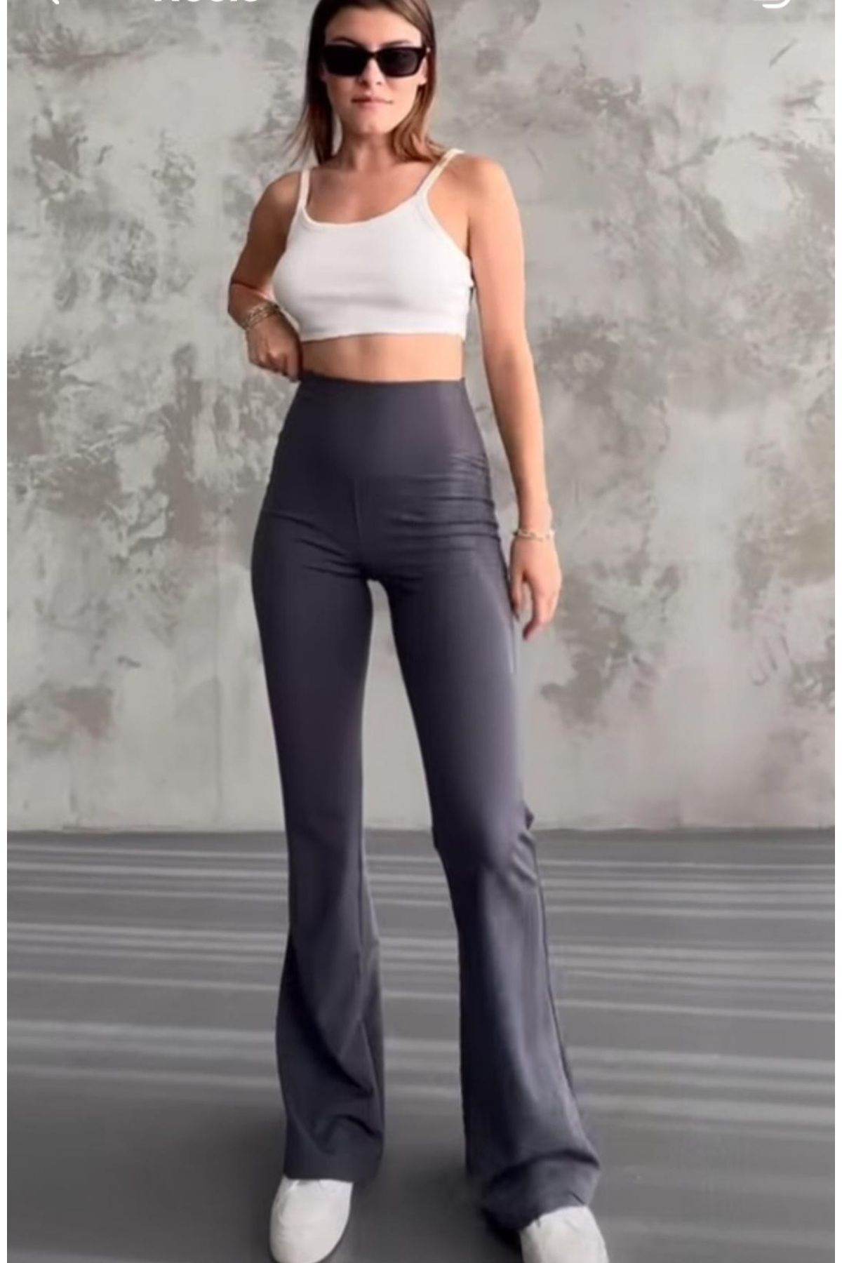 Fü Me Style Fü&Me Style Yüksek Bel, İç Göstermeyen, Geniş Kemerli, Şardonl, İthal İspanyol Paça Tayt Pantolon