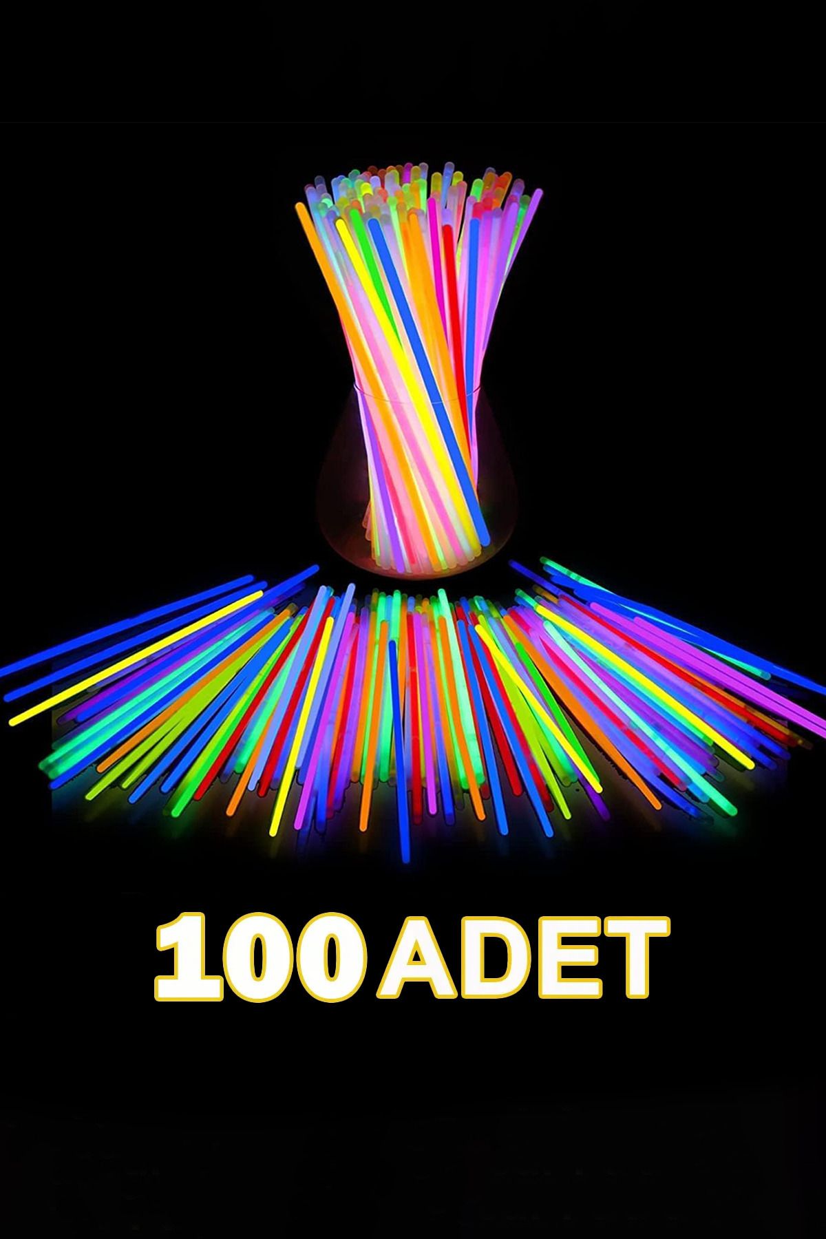 MAROKEN Fosforlu Parti Çubukları 100 Adet Neon Fosforlu Bileklik Kırılan Çubuk Parti Malzemeleri