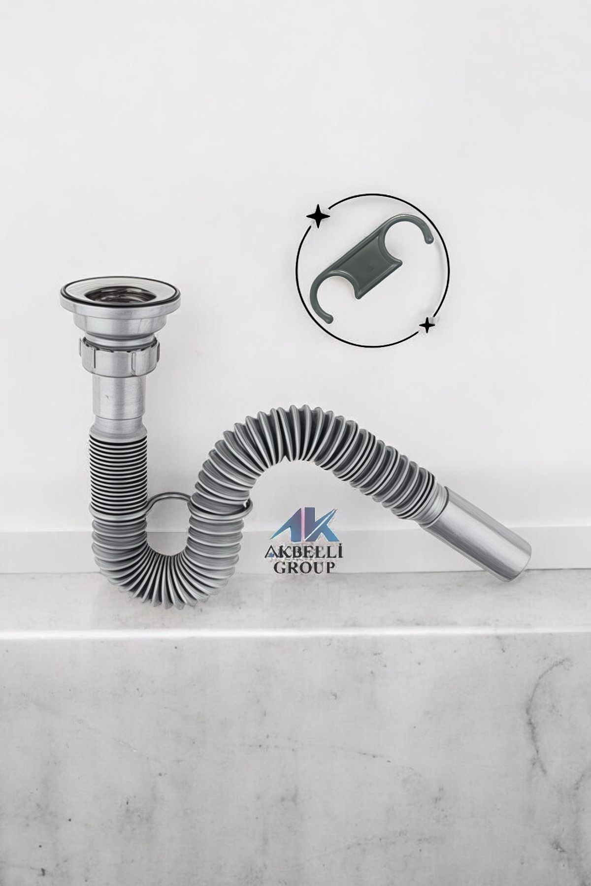AKBELLİ GROUP Gri Körüklü Lavabo Mutfak Ve Banyo Sifonu Lavabo Gider Borusu Sağlam Ve A Kaliteli (S APARATI)
