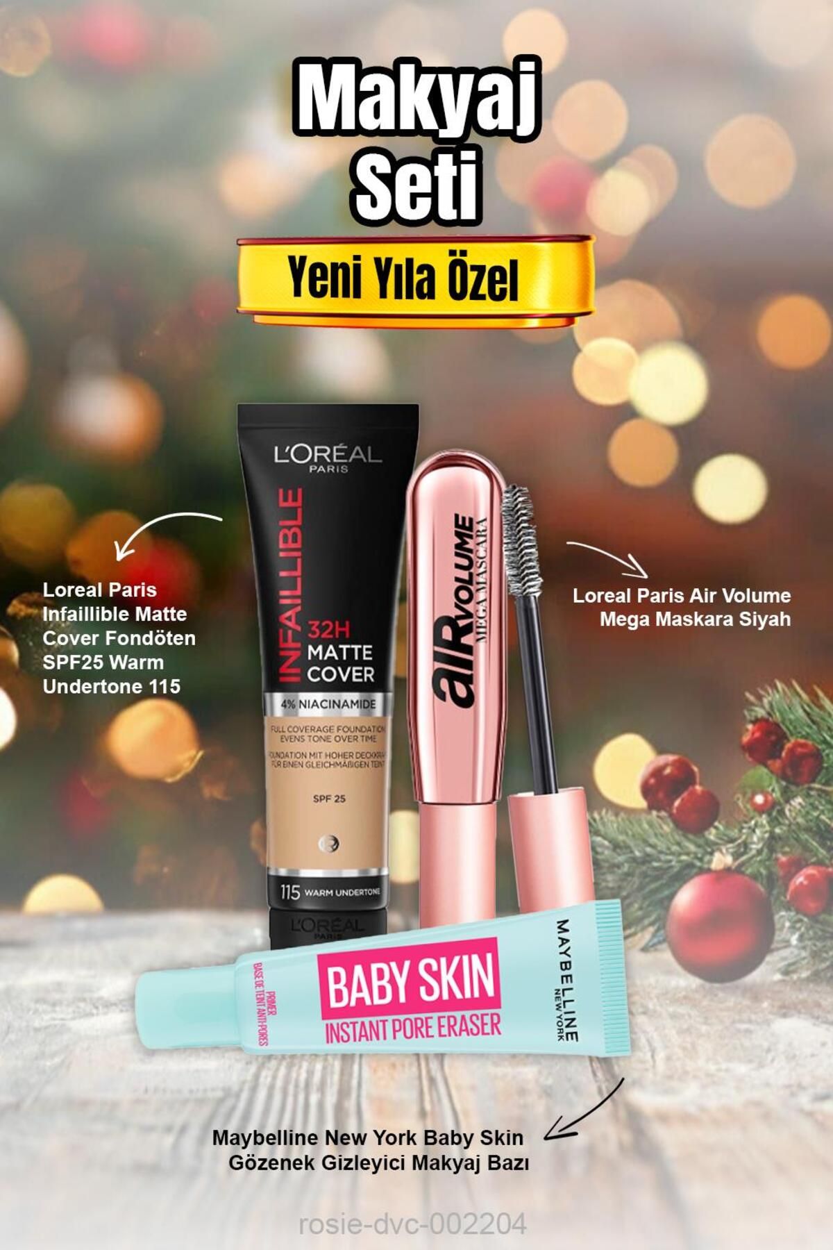 Maybelline New York Loreal Infaillible Matte Cover Fondöten 115, Baby Skin Makyaj Bazı, Air Volume Mega Maskara