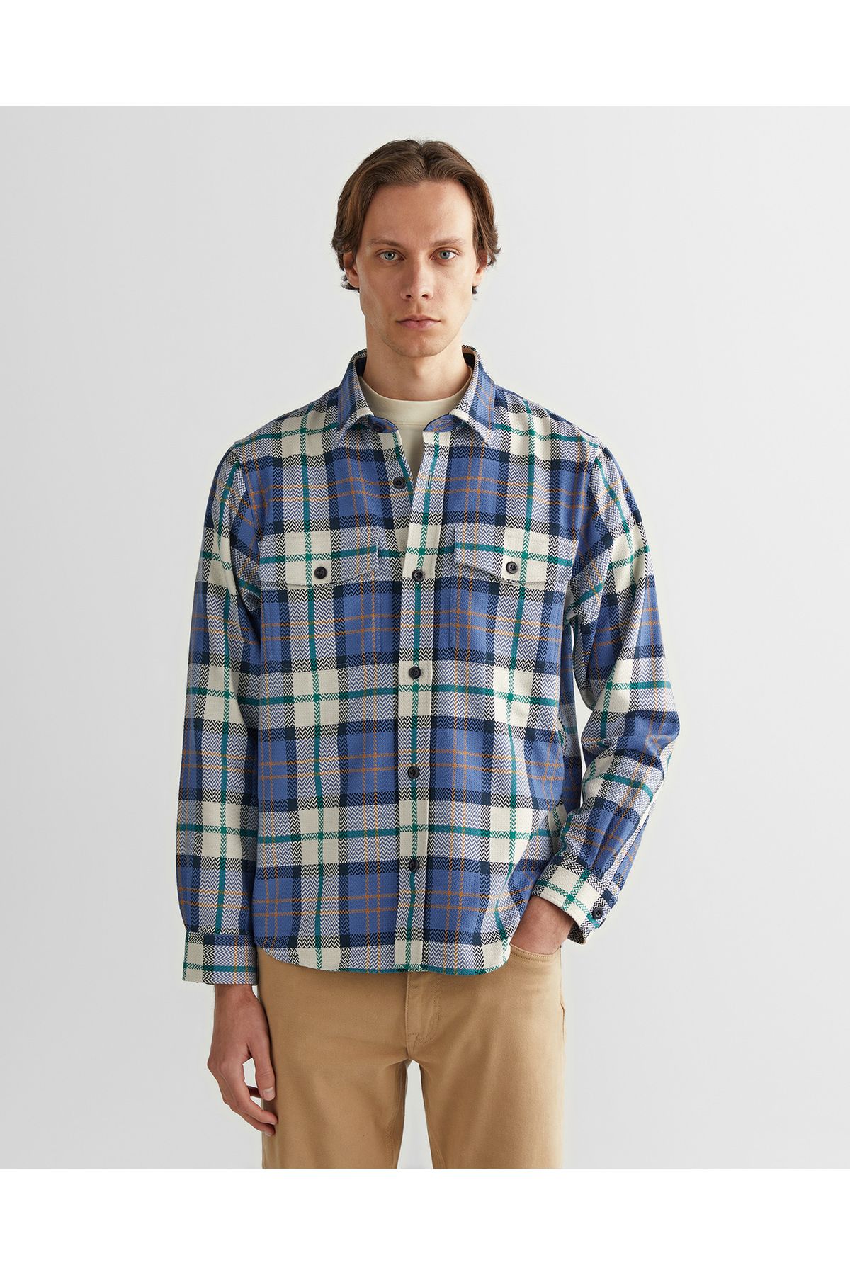 Gant Erkek Mavi Regular Fit Kareli Gömlek