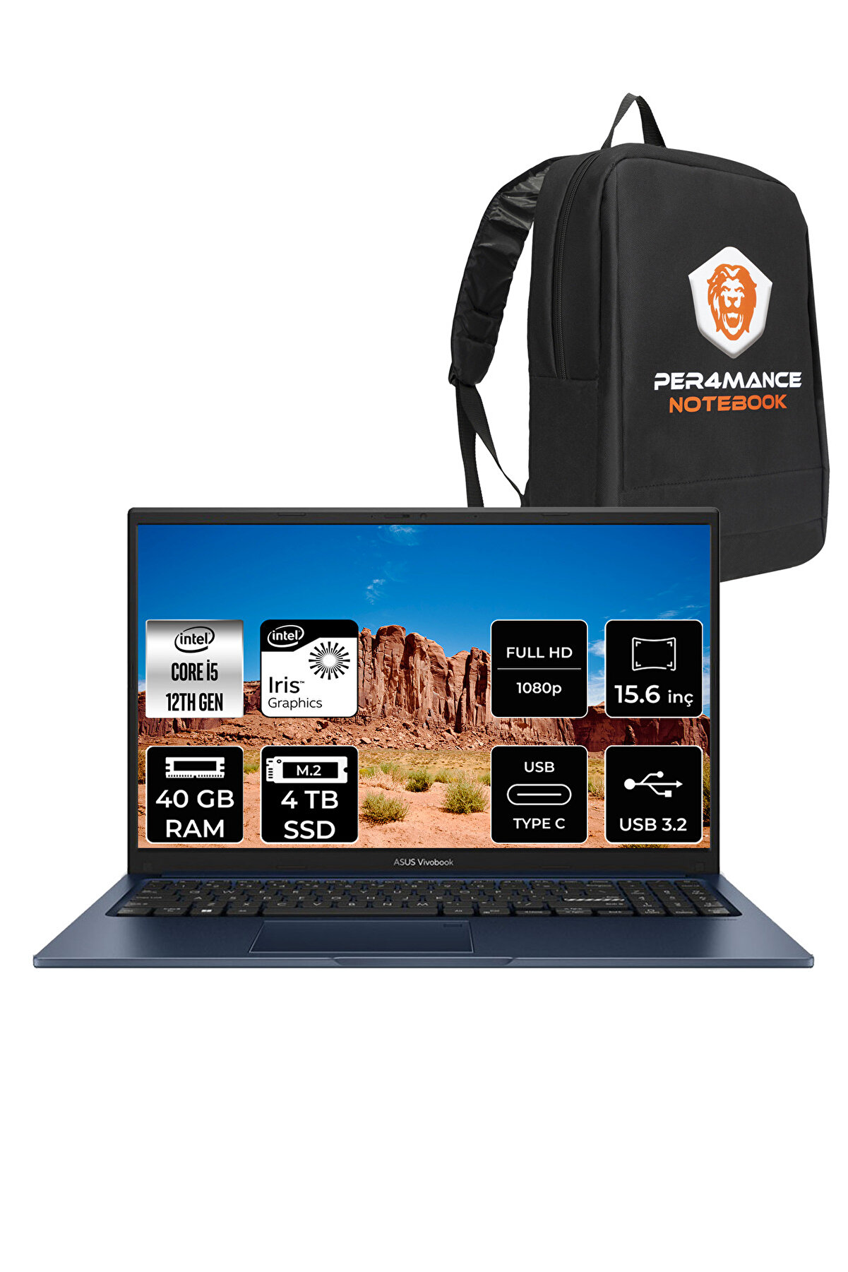 Vivobook 15 X1504ZA i5 1235U 40GB RAM 4TB SSD 15.6'' FHD FDOS NJ566 _43 PER4 ÇANTA