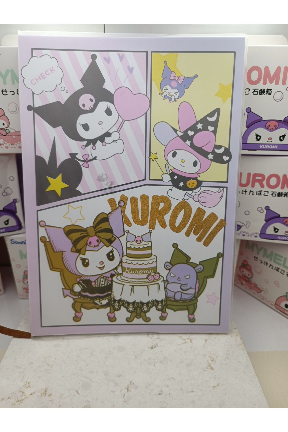 Meyra Accessories Sanrio Kawai Kromi Helo Kity My Melodi Şeffaf Mat Kılıflı Büyük Boy Defter Okul Ajanda Notebook