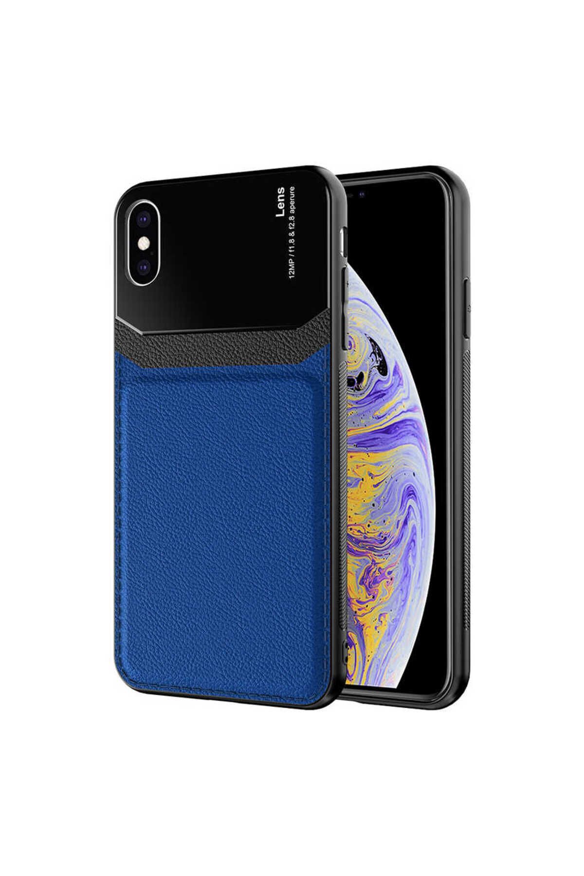 halkhouse İphone XS Kılıf Suni Deri Sert Silikon Şık Lüks Emiks Kapak