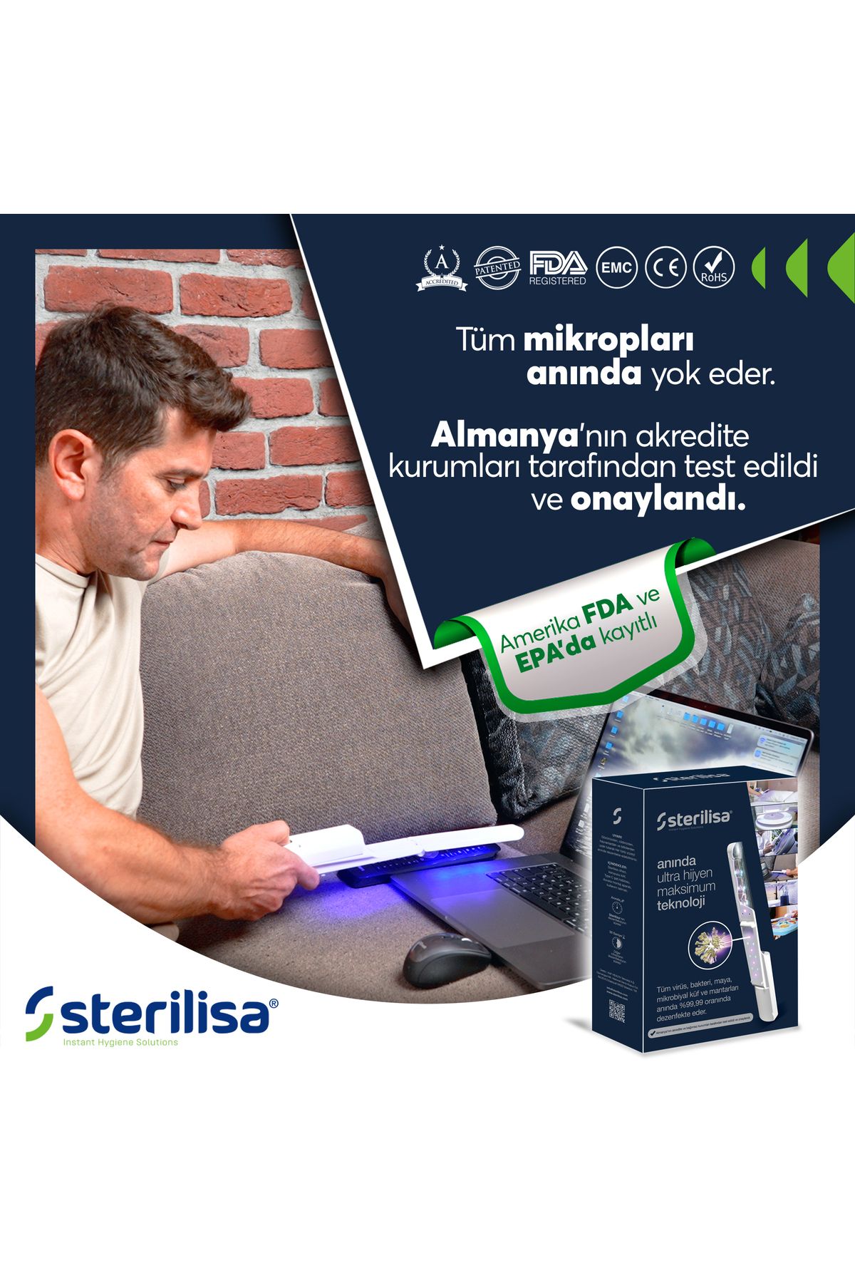 Sterilisa Darbeli Uvc Sterilizasyon Ve Dezenfeksiyon Cihazı -pro-taşınabilir Uv Dezenfektan