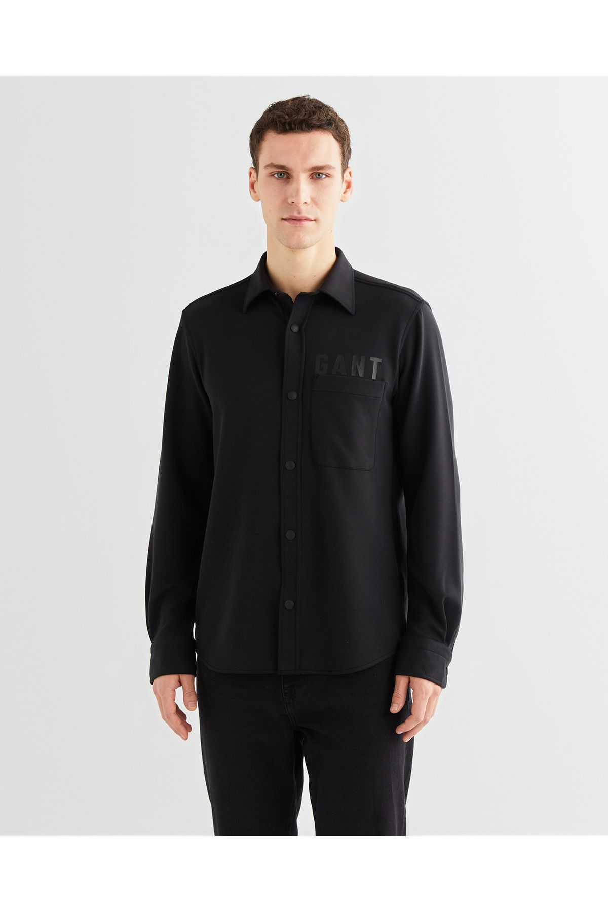 Gant Erkek Siyah Regular Fit Logolu Gömlek