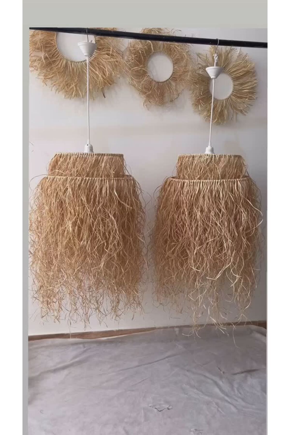 luminart LUMİNART doğal rafya avize bohem avize makrome avize balkon avize