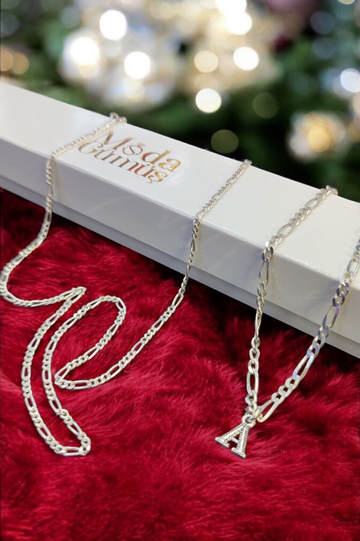 Moda Gümüş 925 Ayar Figaro Harfli Bileklik ve Kolye Set - Kişiye Özel