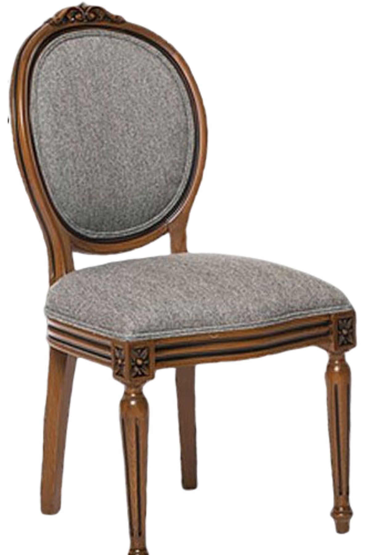 BENGİ TİCARET Sandalye 13580 Madalyon Kayın Retro Ayak Ceviz Natüre Kuml Örgü Kumaş El Yapı